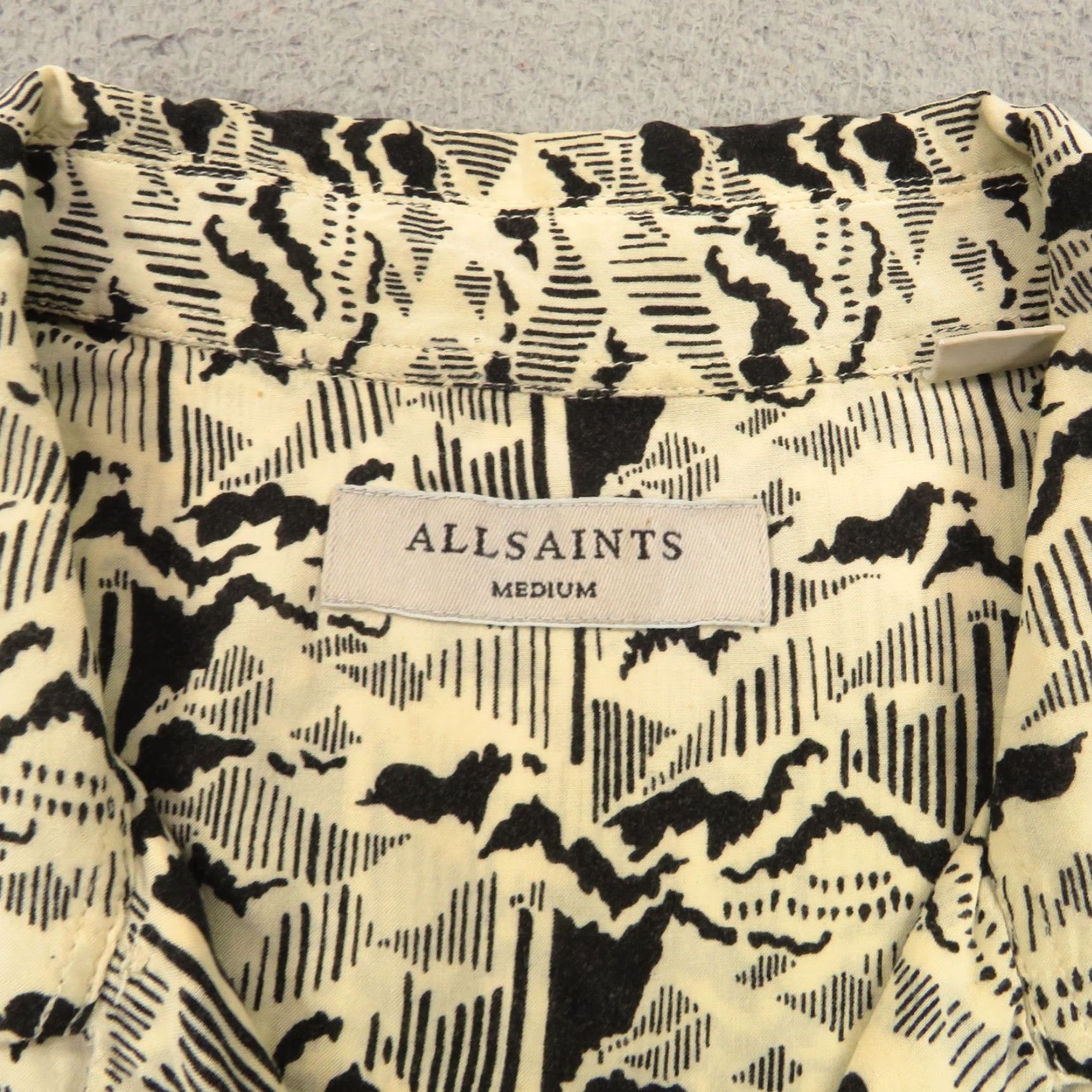 Allsaints All Saints Shirt Mens Medium Relaxed Viscose Loop Collar Camp Topographic Design Shirt Size US M / EU 48-50 / 2 - 2 Thumbnail