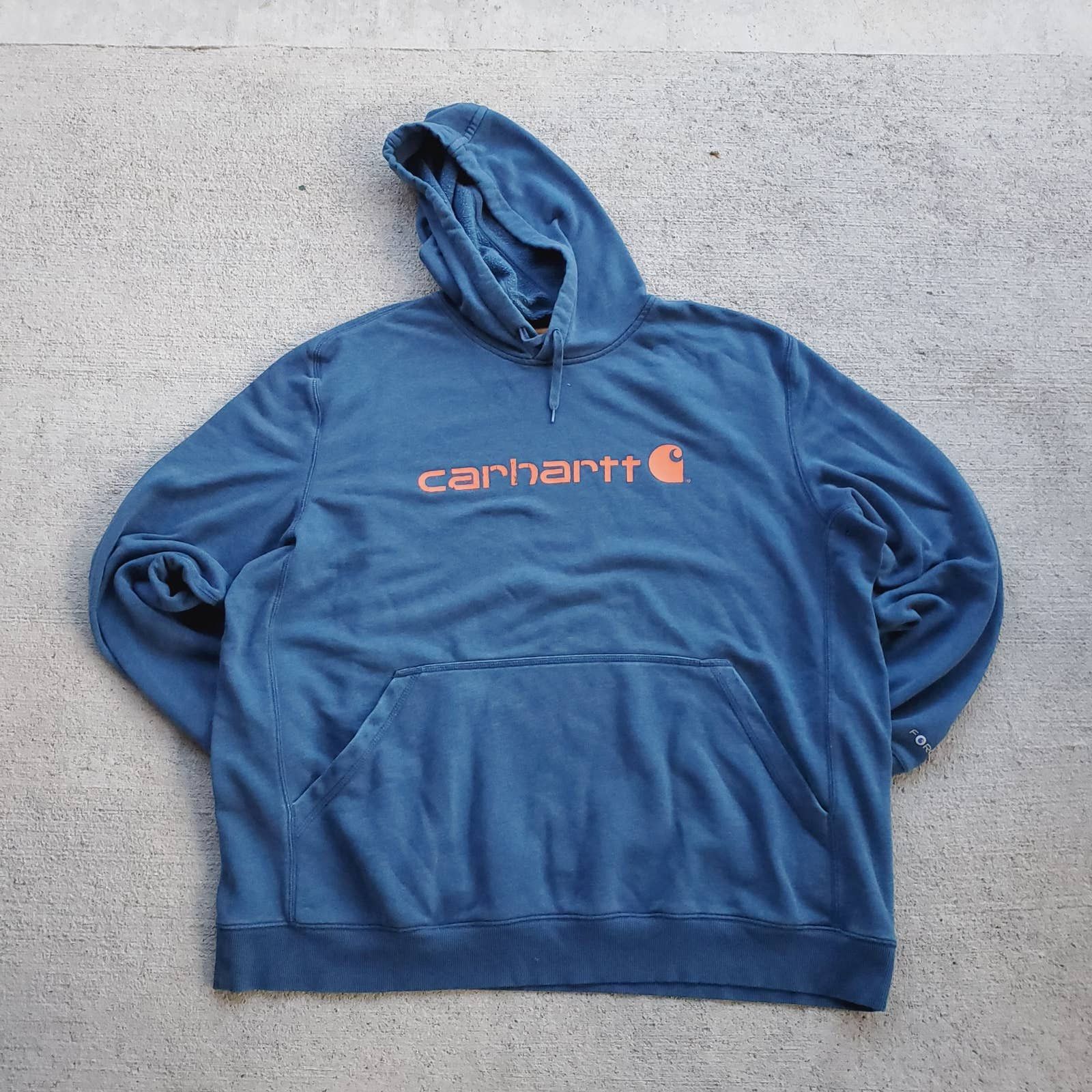 Carhartt Carhartt Logo Graphic Blue Hoodie | Grailed