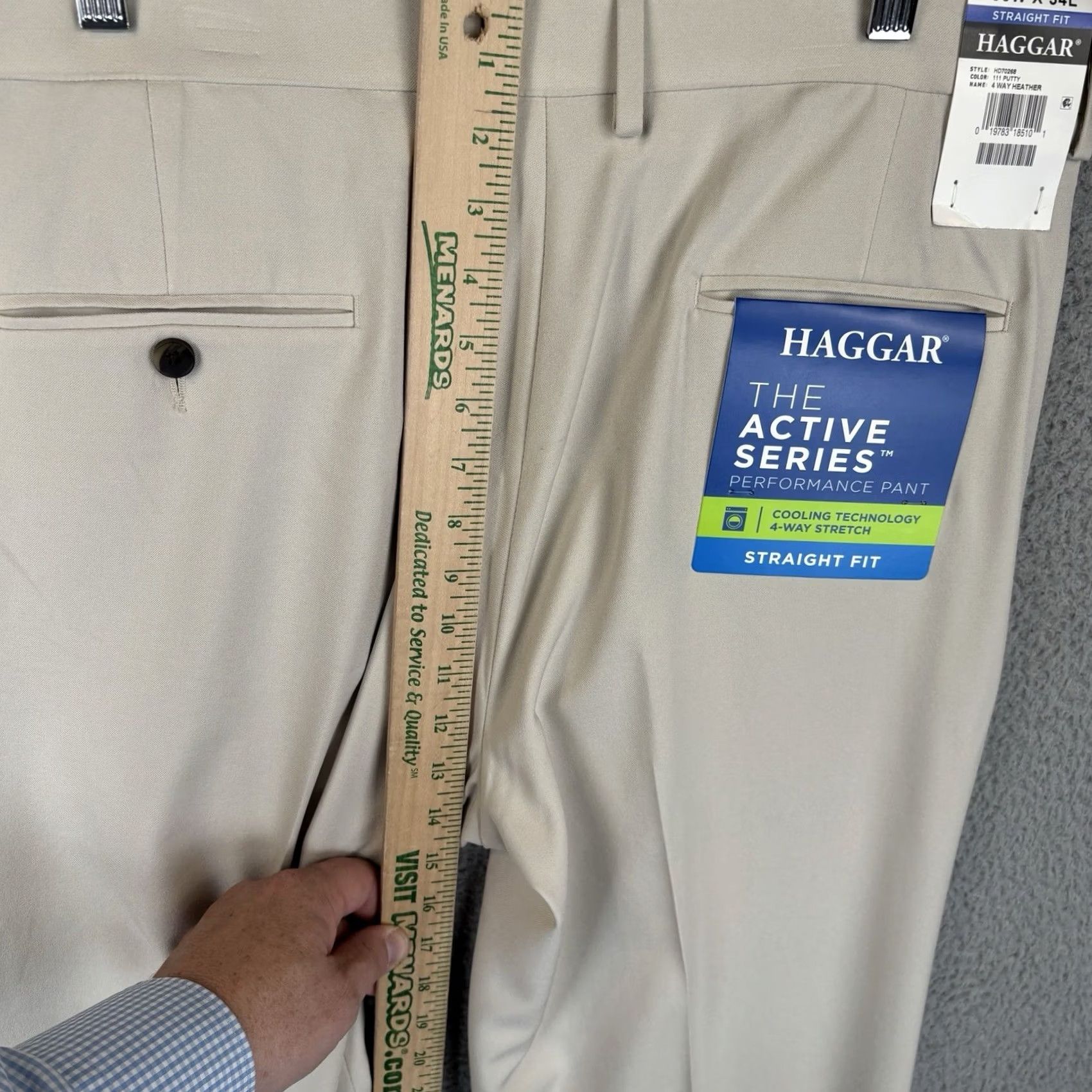 Haggar Performance Pant Mens 36x34 Straight Fit 4 Way Stretch