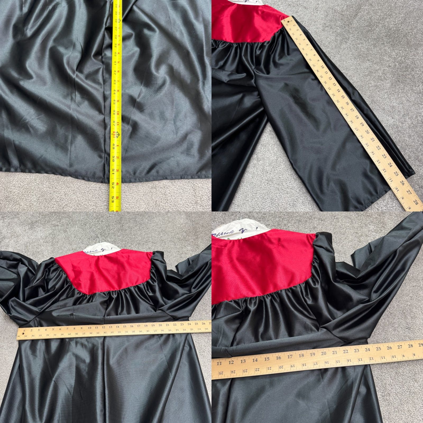 Vintage VINTAGE Graduation Satin Robe Gown Unisex Adult Black Red 5'9-5'11 Ceremony Formal Size ONE SIZE - 8 Thumbnail