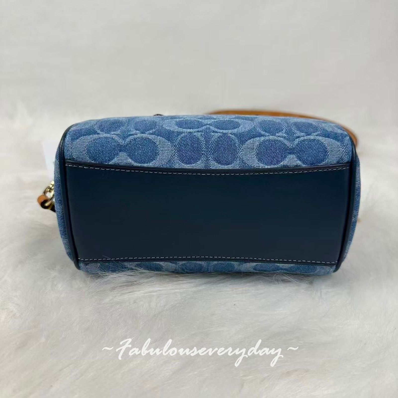 Coach Coach Mini Rowan Crossbody Signature Denim Gold/Indigo Blue Size ONE SIZE - 5 Thumbnail