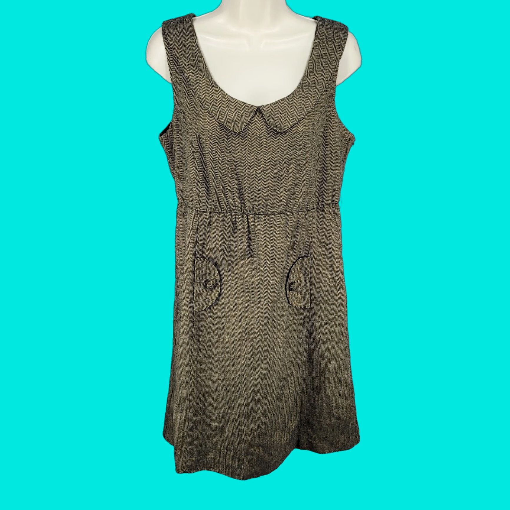 Vintage VINTAGE Soda Blu Brown Wool Blend Herringbone Sleeveless Lined Dress Medium Classic Womens Size M / US 6-8 / IT 42-44 - 1 Thumbnail