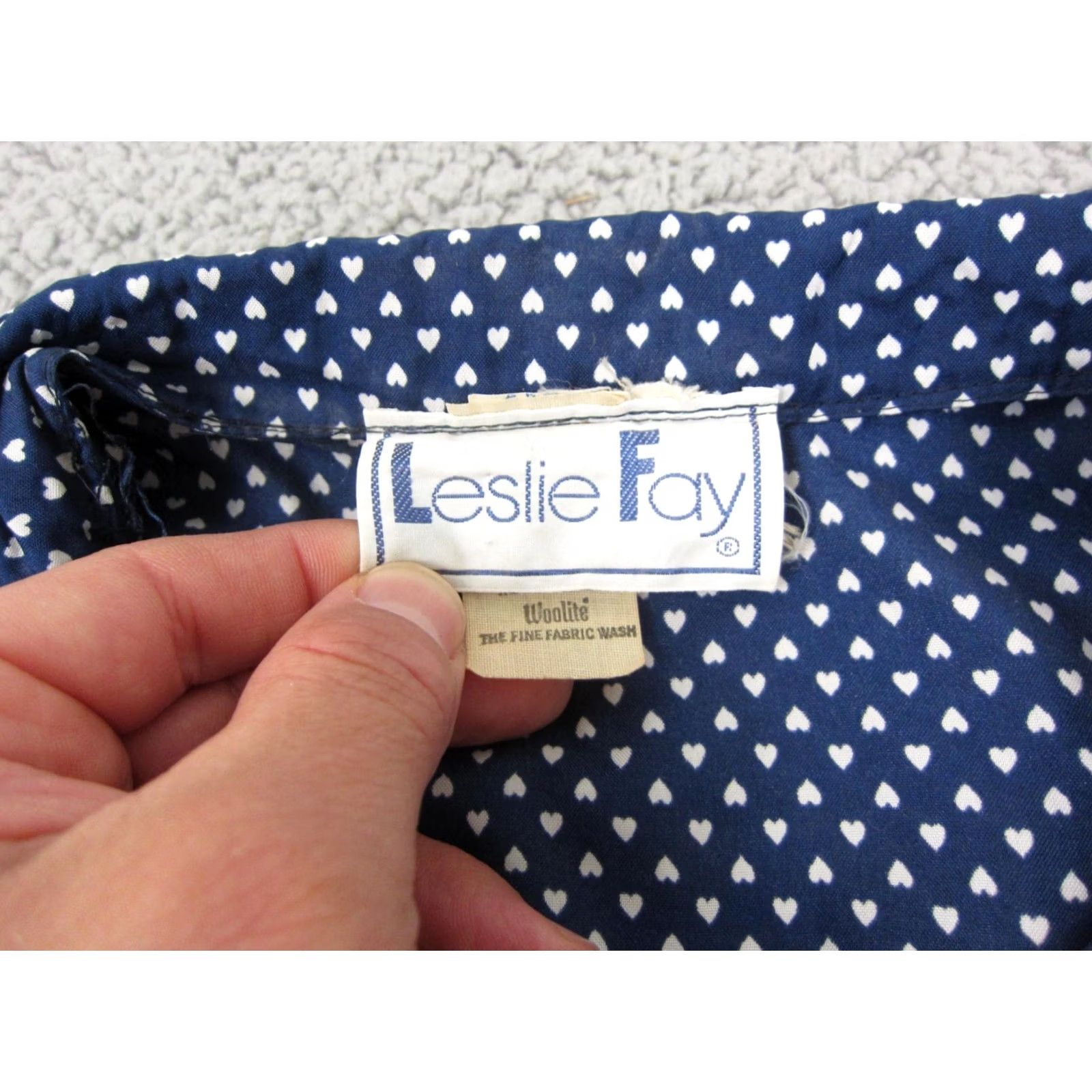 Vintage Vintage Leslie Fay Dress Medium Blue Hearts A-Line Midi Shirt Made in USA 80s Size M / US 6-8 / IT 42-44 - 4 Thumbnail