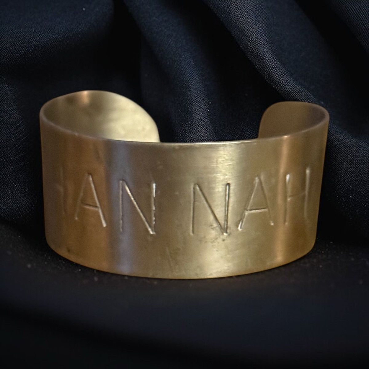Vintage Vintage wide pewter Hannah name bangle cuff bracelet Size ONE SIZE - 1 Thumbnail