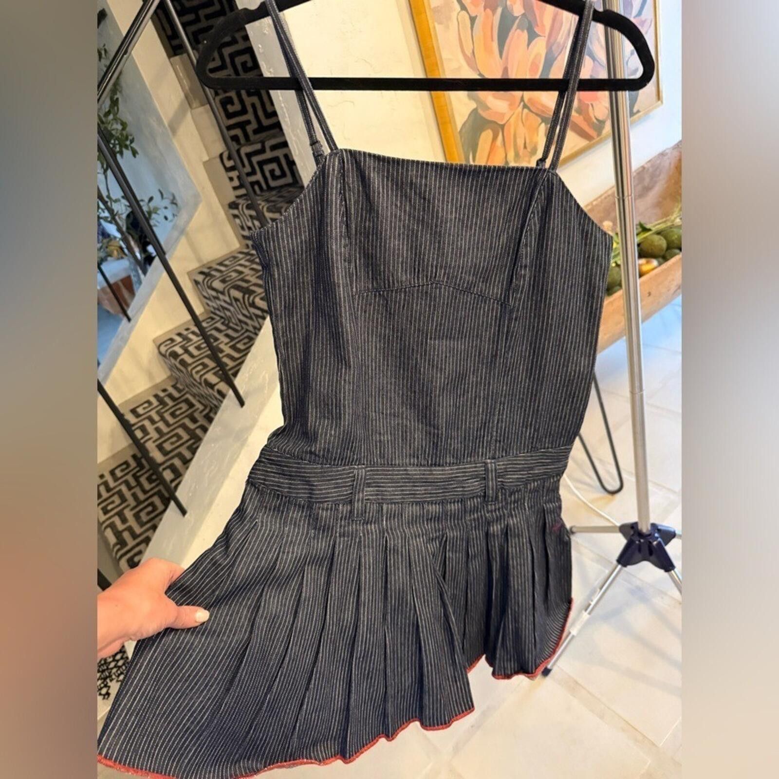 Other Anthro $158 Pilcro Striped Denim Sleeveless Romper, Size 4 Size 27" / US 4 / IT 40 - 5 Thumbnail