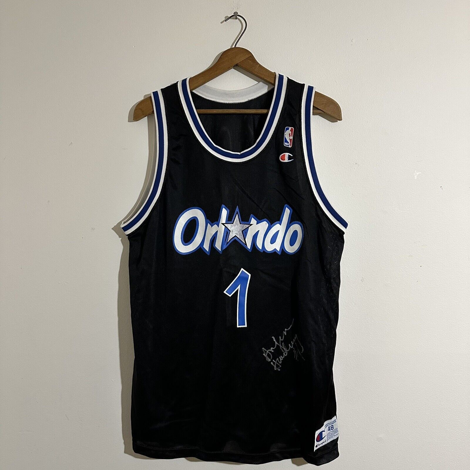 image of Champion Vintage 90's Penny Anfernee Hardaway Sign Magic Jersey Size 48 in Black, Men's