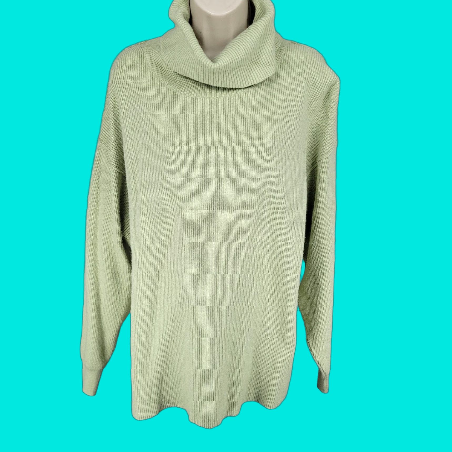 Free People Free People Green Knit Oversized Pullover Turtleneck Sweater Size Medium M Size M / US 6-8 / IT 42-44 - 1 Thumbnail