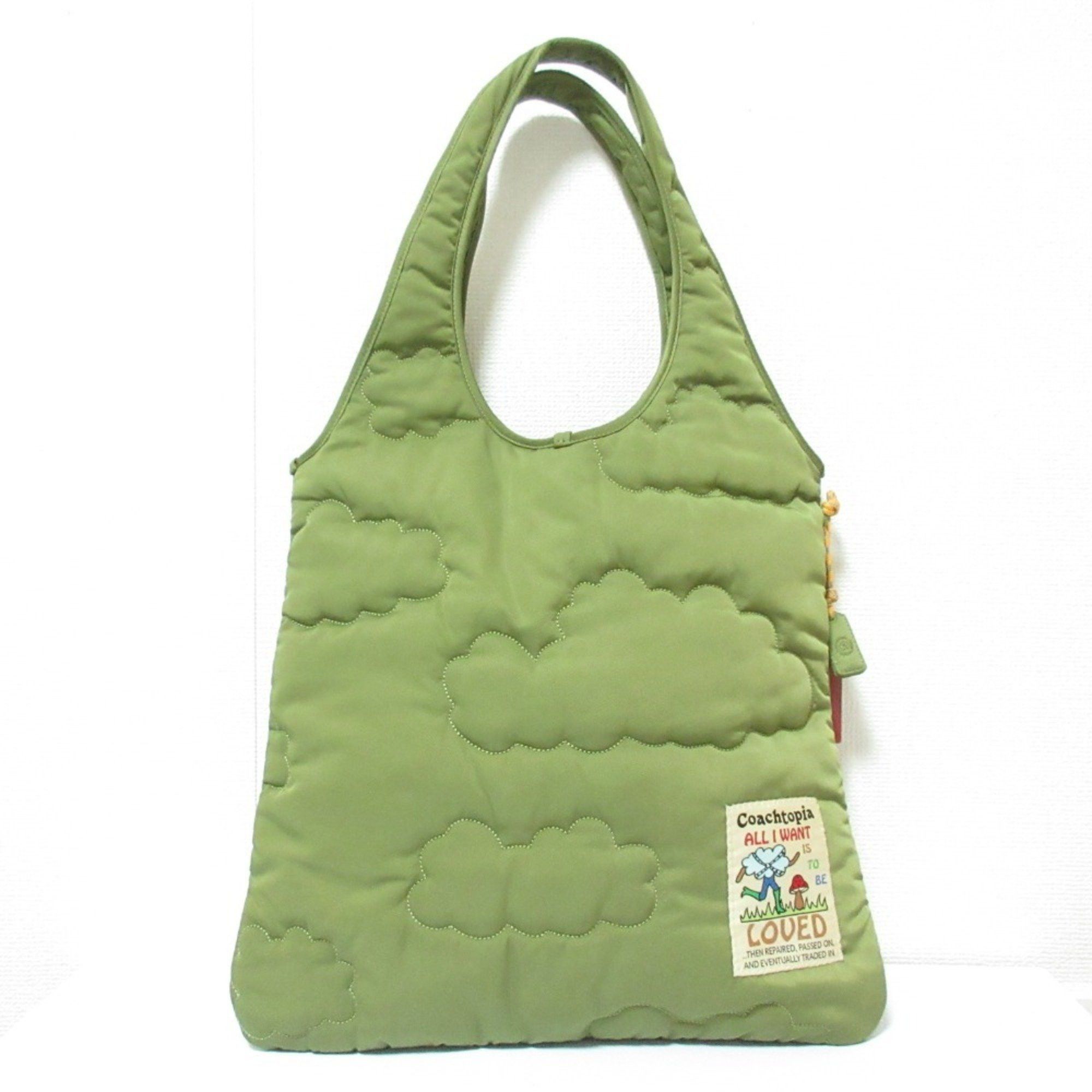 Coach Coachtopia Loop Flat Quilted Tote Bag Co668 Khaki For Men And Women in Beige