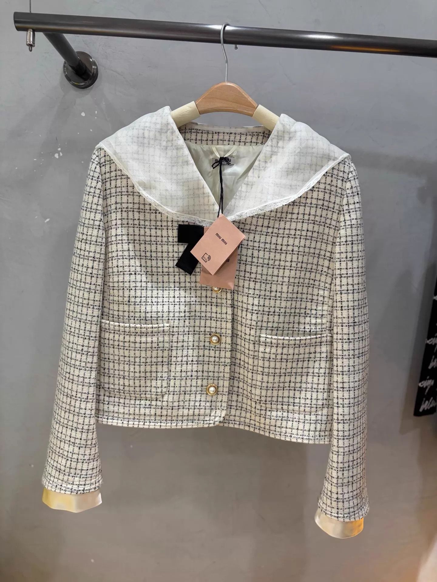 Miu Miu MIU MIU Tartan Tweed Naval Collar Coco Jacket 40 Size S / US 4 / IT 40 - 1 Thumbnail