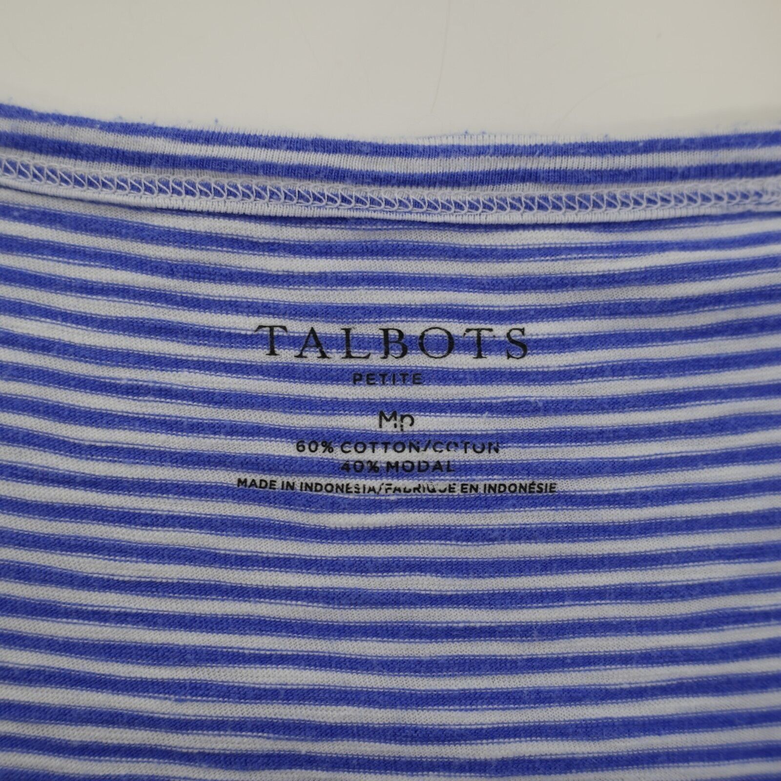 Talbots Talbots Petite Medium Blue Striped Blouse Top Short Sleeve F Size M / US 6-8 / IT 42-44 - 4 Thumbnail
