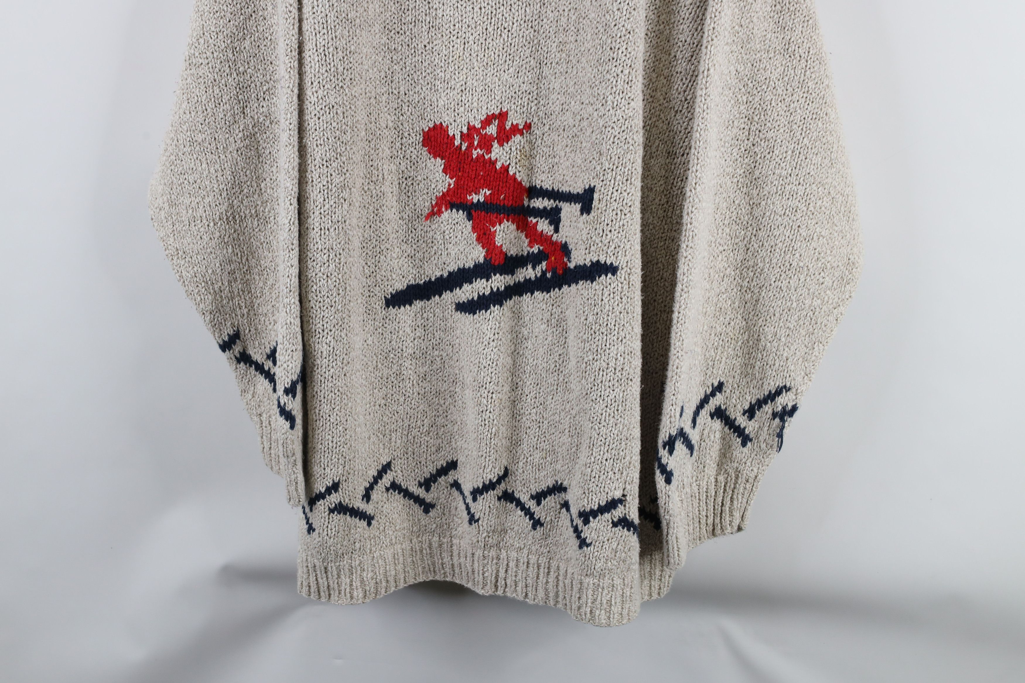 Vintage Vintage 90s Streetwear Blend Hand Knit Tree Skiing Sweater Size XXL / US 16-18 / IT 52-54 - 3 Thumbnail