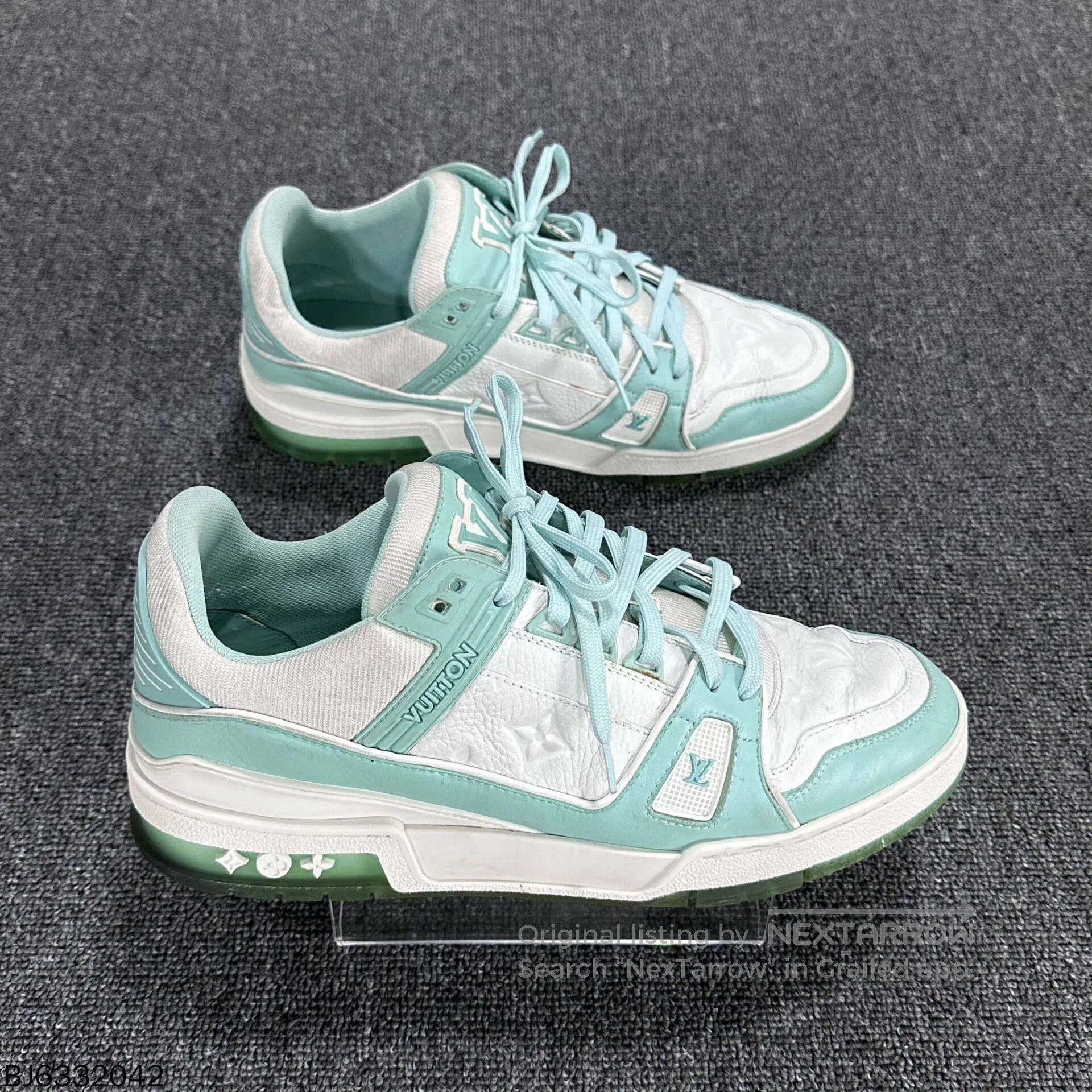 Louis Vuitton tiffany green embossed trainer by louis vuitton. Size US 9 / EU 42 - 1 Thumbnail