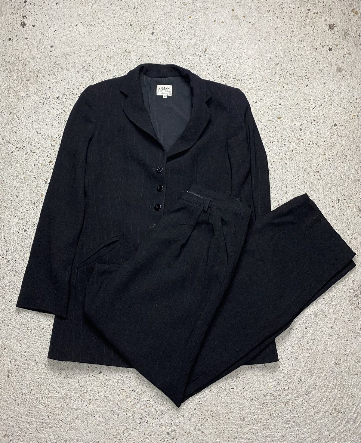 Armani Collezioni Armani collezioni vintage striped suit black wool old money Size 30" / US 8 / IT 44 - 1 Thumbnail