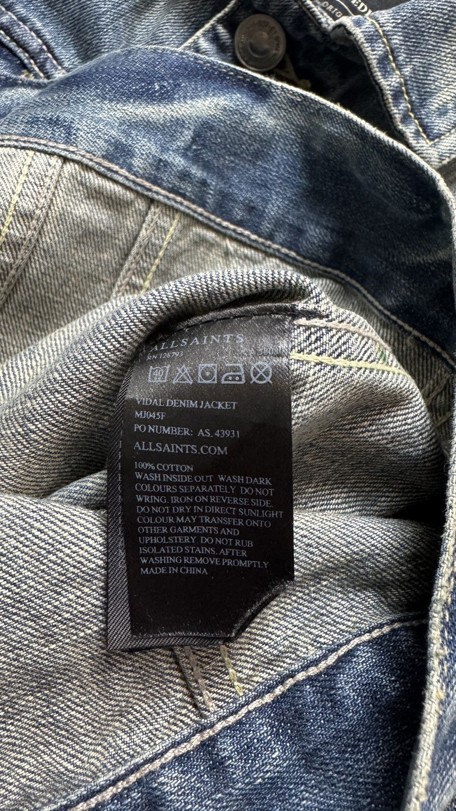 Japanese Brand Allsaints Vintage Washed Jeans Jacket grandpa diesel ysl y2k Size US M / EU 48-50 / 2 - 7 Thumbnail