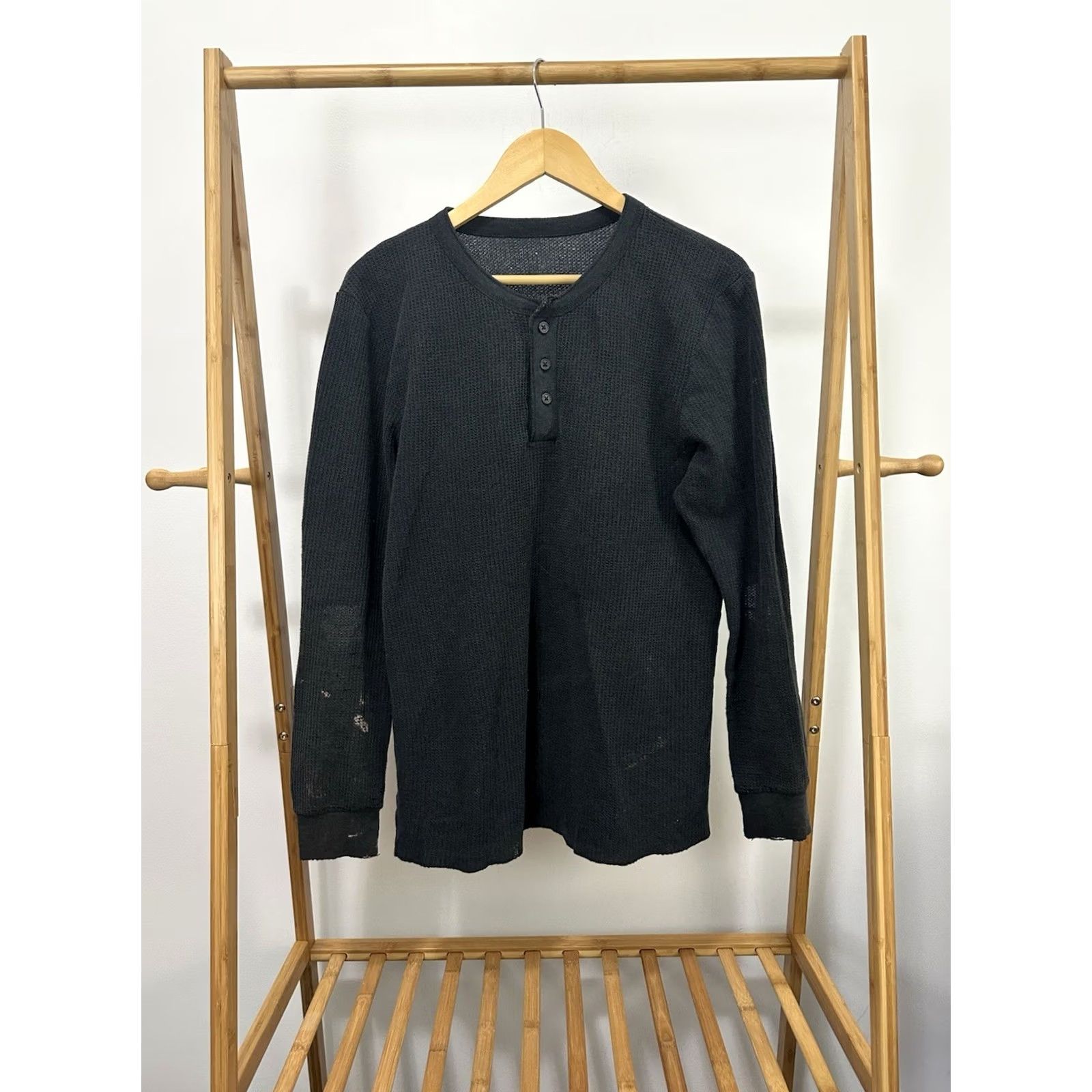 Vintage VTG 80s Black Faded Paper Thin Burnout Worn Grunge Thrashed LS Hensley Shirt XL Mens XL Black Size US XL / EU 56 / 4 - 2 Thumbnail