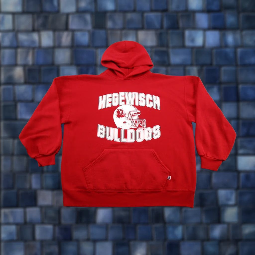 Russell Athletic VINTAGE Russell Athletic Hoodie Shirt Adults XL Red 90s Sports Football Mens Hooded Pullover Size US XL / EU 56 / 4 - 1 Thumbnail