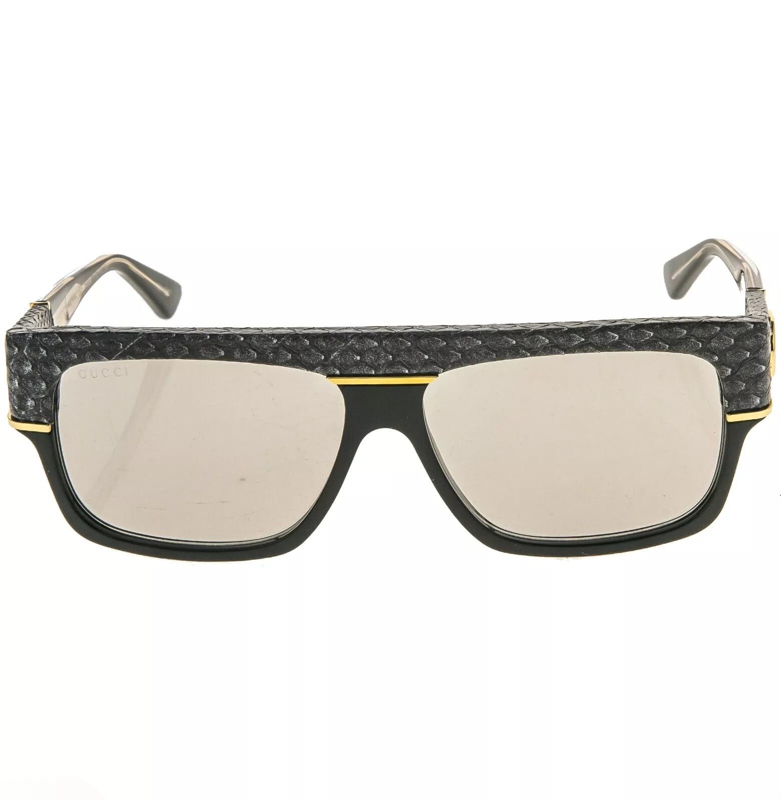 Gucci GUCCI 0483 Black Gray Python Leather Sunglasses GG0483S Size ONE SIZE - 8 Thumbnail