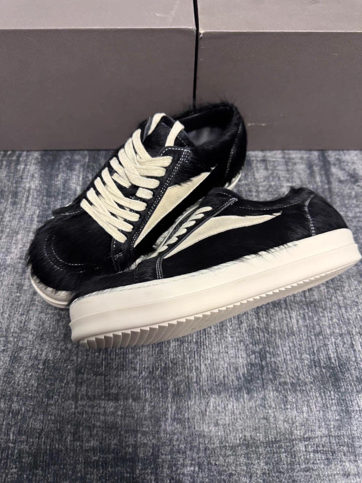 Rick Owens Rick Owens Mainline Black Horsehair “Infringement” Sneakers Size US 6 / EU 39 - 1 Thumbnail