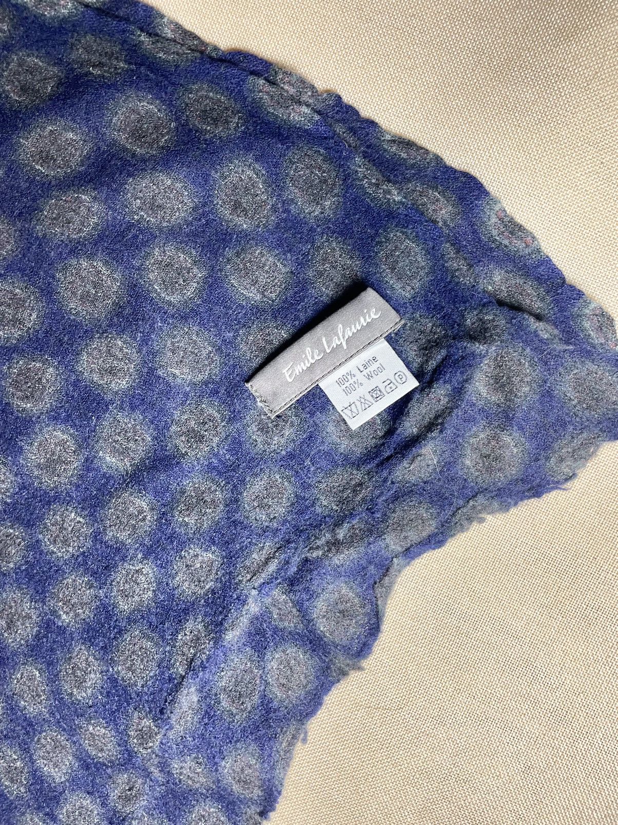 Vintage Emile Lafaurie blue wool scarf Size ONE SIZE - 9 Thumbnail