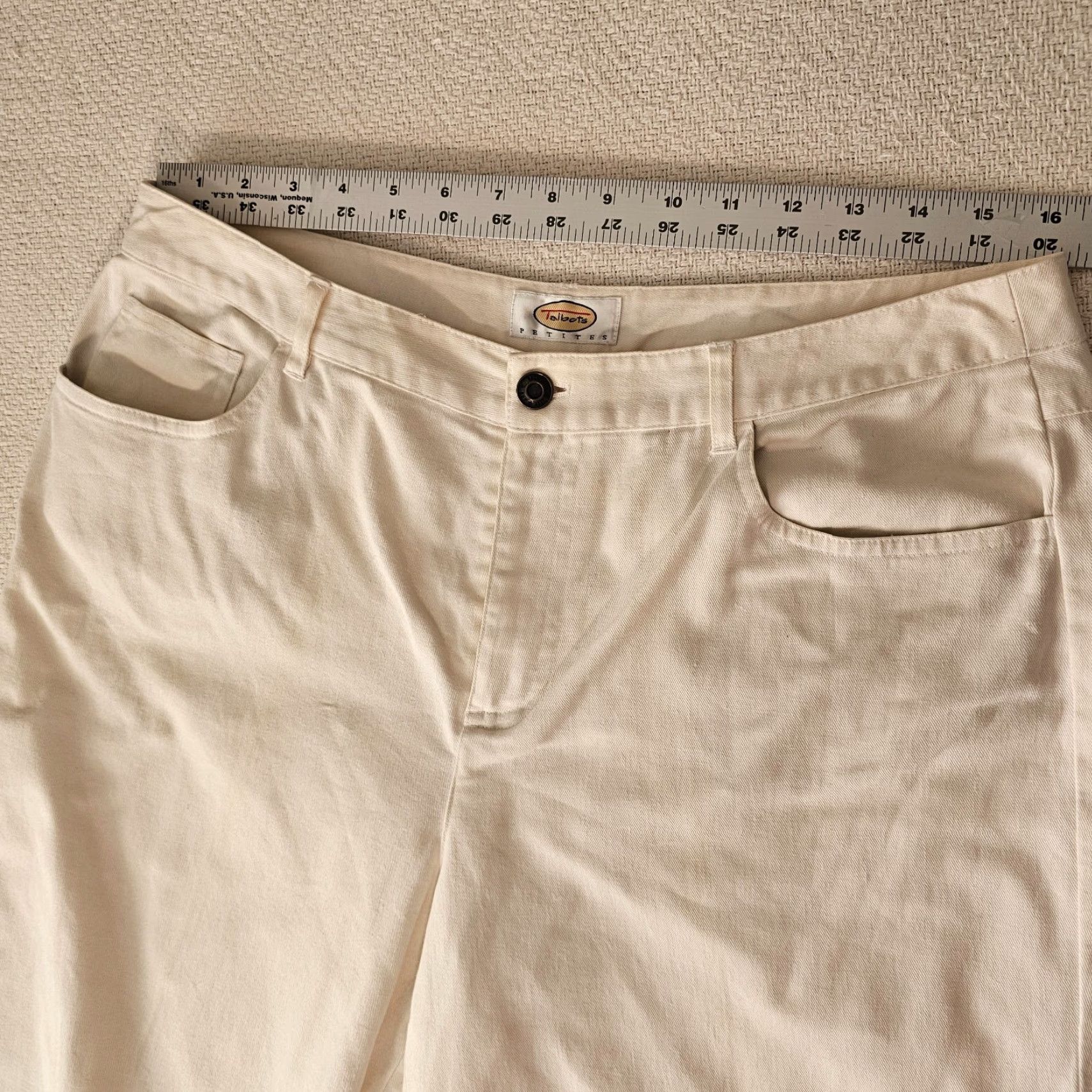 Talbots Talbots Women Capri Crop Linen Blend Pants 14P Petites Ivory Cream Straight Leg 18.5in Inseam | Linen Pants | Casual Travel Size 36" / US 14 / IT 50 - 3 Thumbnail