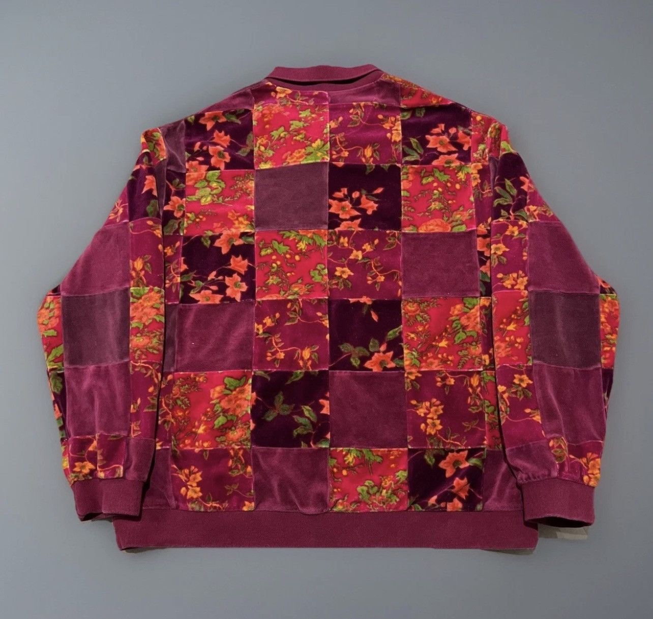 Supreme Supreme Floral Patchwork Velour L/S Polo Cardinal Size US XL / EU 56 / 4 - 3 Thumbnail