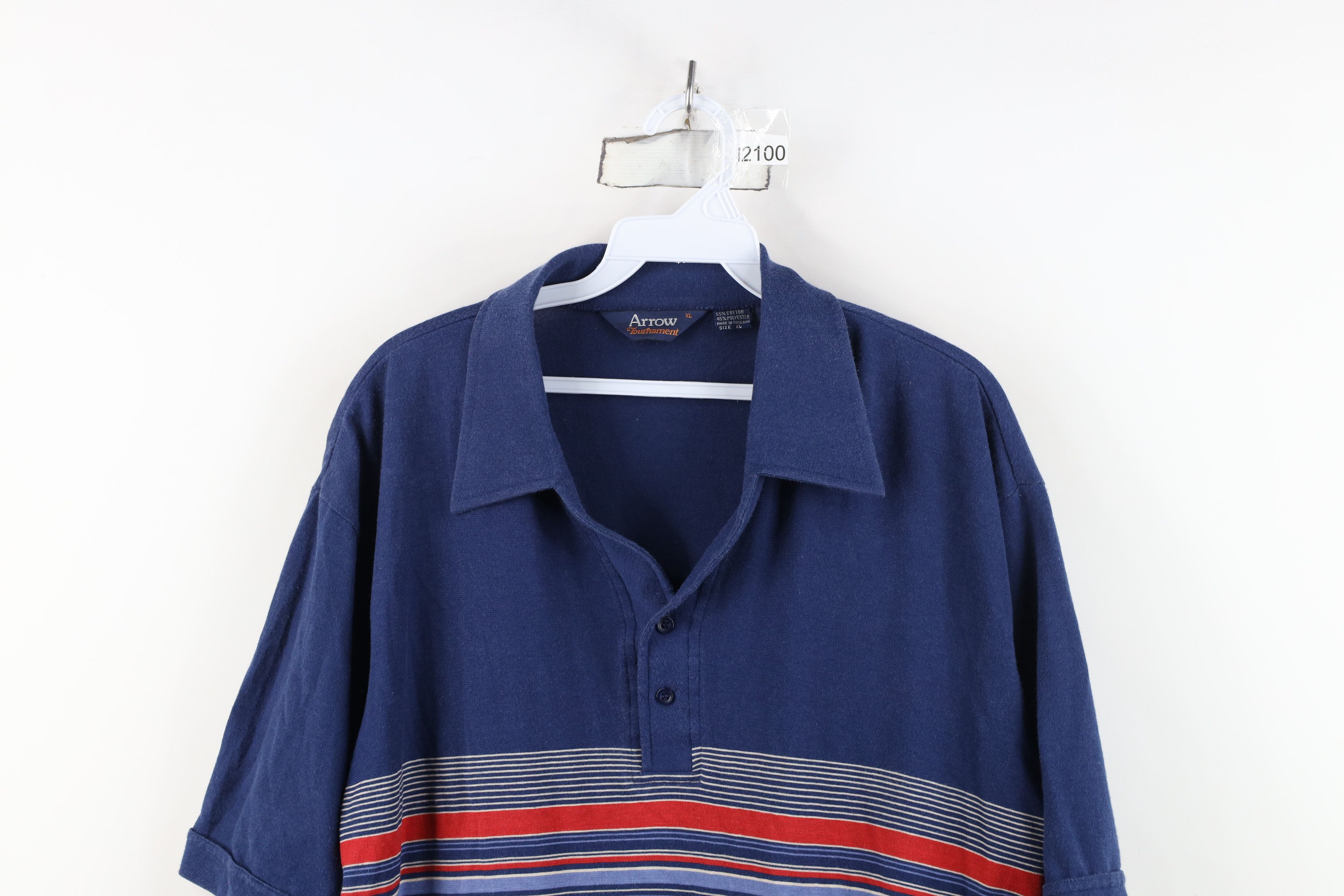 Vintage Vintage 70s Streetwear Striped Collared Golf Polo Shirt Blue Size US XL / EU 56 / 4 - 2 Thumbnail