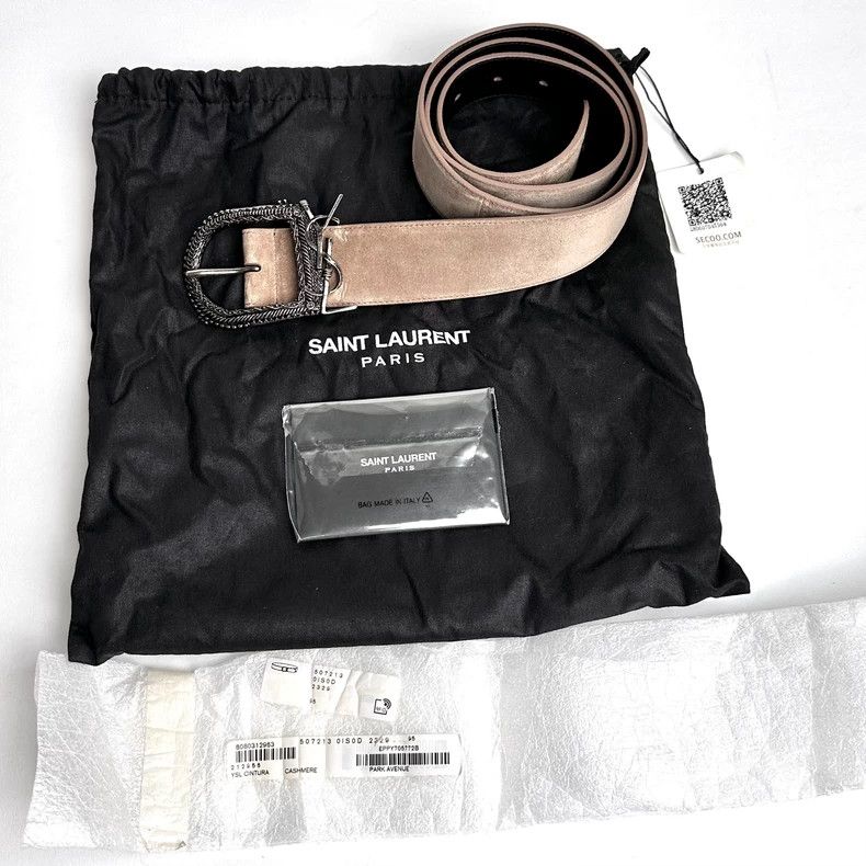 Yves Saint Laurent Saint Laurent Leather Velvet Belt 2502-Nextarrow Size ONE SIZE - 2 Thumbnail