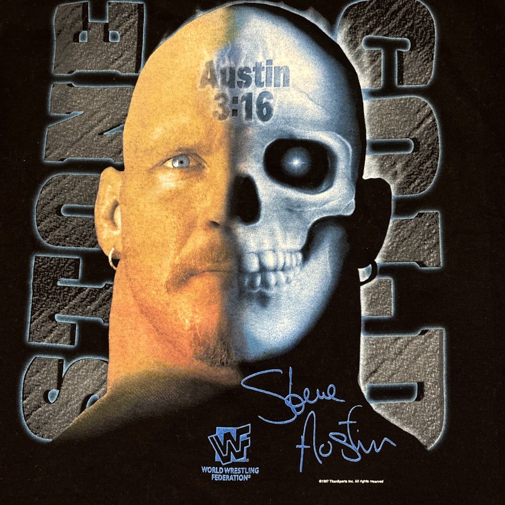 Vintage VINTAGE WWE 90s Stone Cold Steve Austin T-Shirt Mens XL Black Crew Neck Short Sleeve Size US XL / EU 56 / 4 - 5 Thumbnail