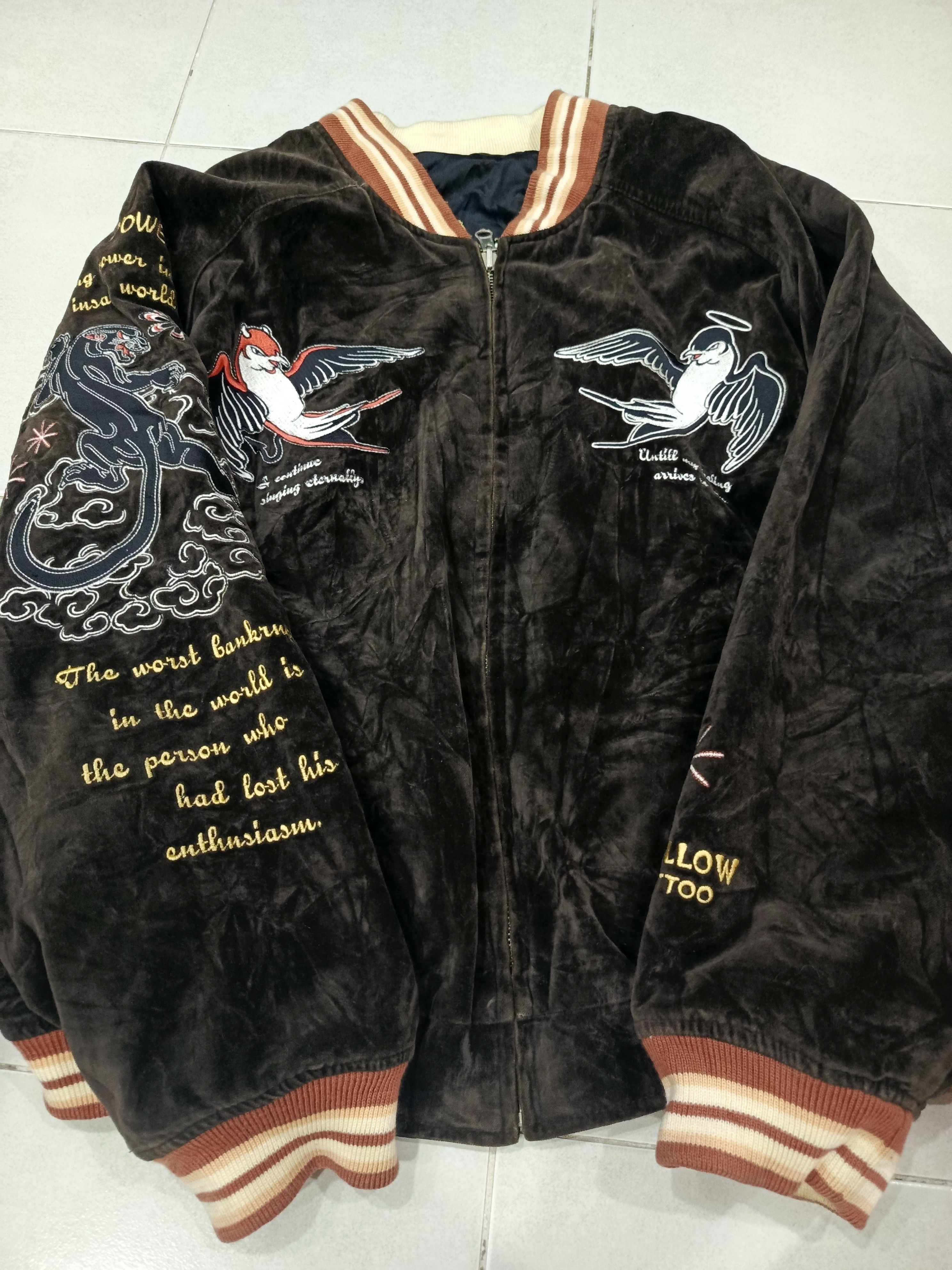 Vintage Peak'D Yellow Kiss My Tattoo Oiran Sukajan Yakuza Size US L / EU 52-54 / 3 - 4 Thumbnail