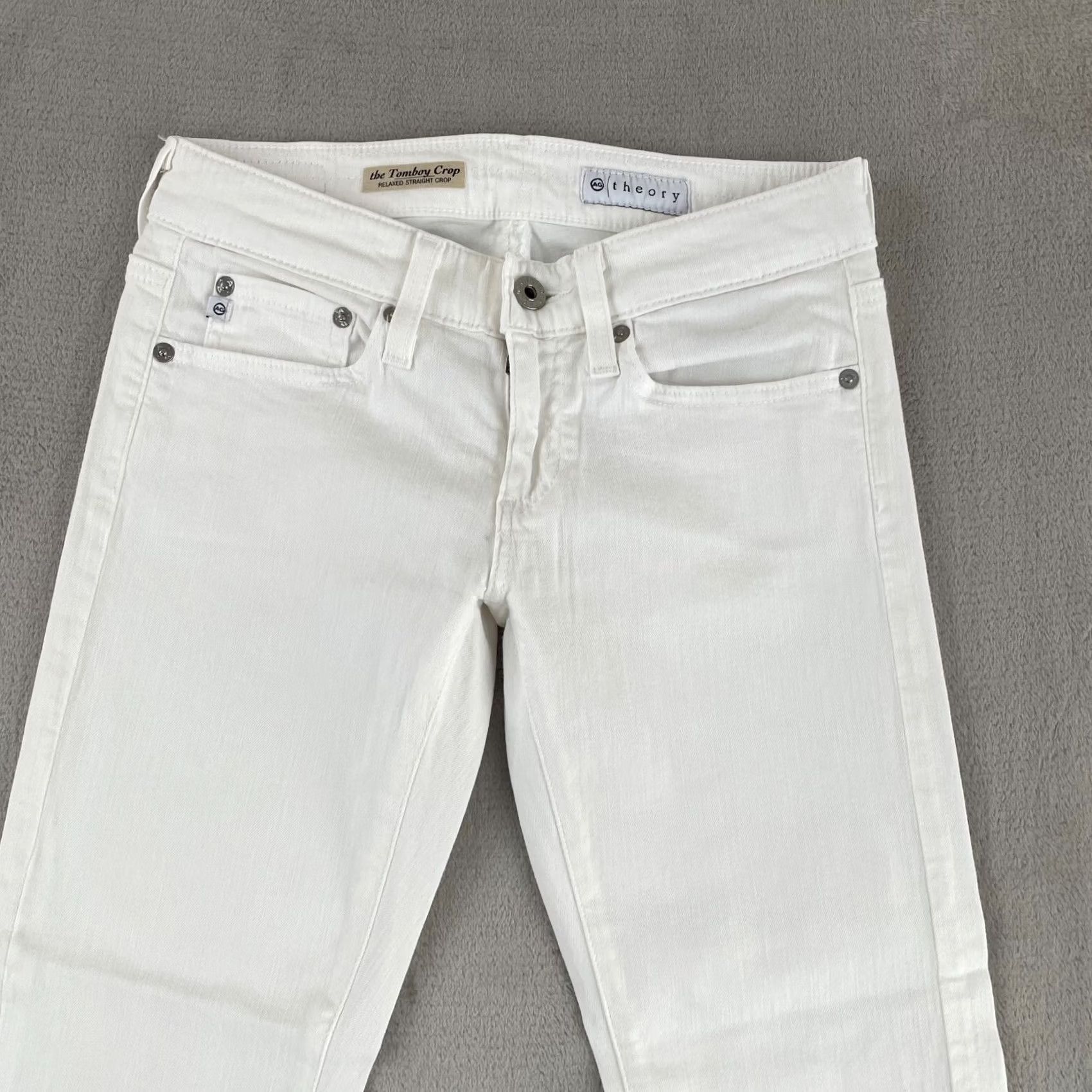 Theory AG Adriano Goldschmied x Theory Jeans Women 23R Cropped Tomboy Crop White Denim Slim 26x25 5-Pocket Size 40" / US 18 - 7 Thumbnail