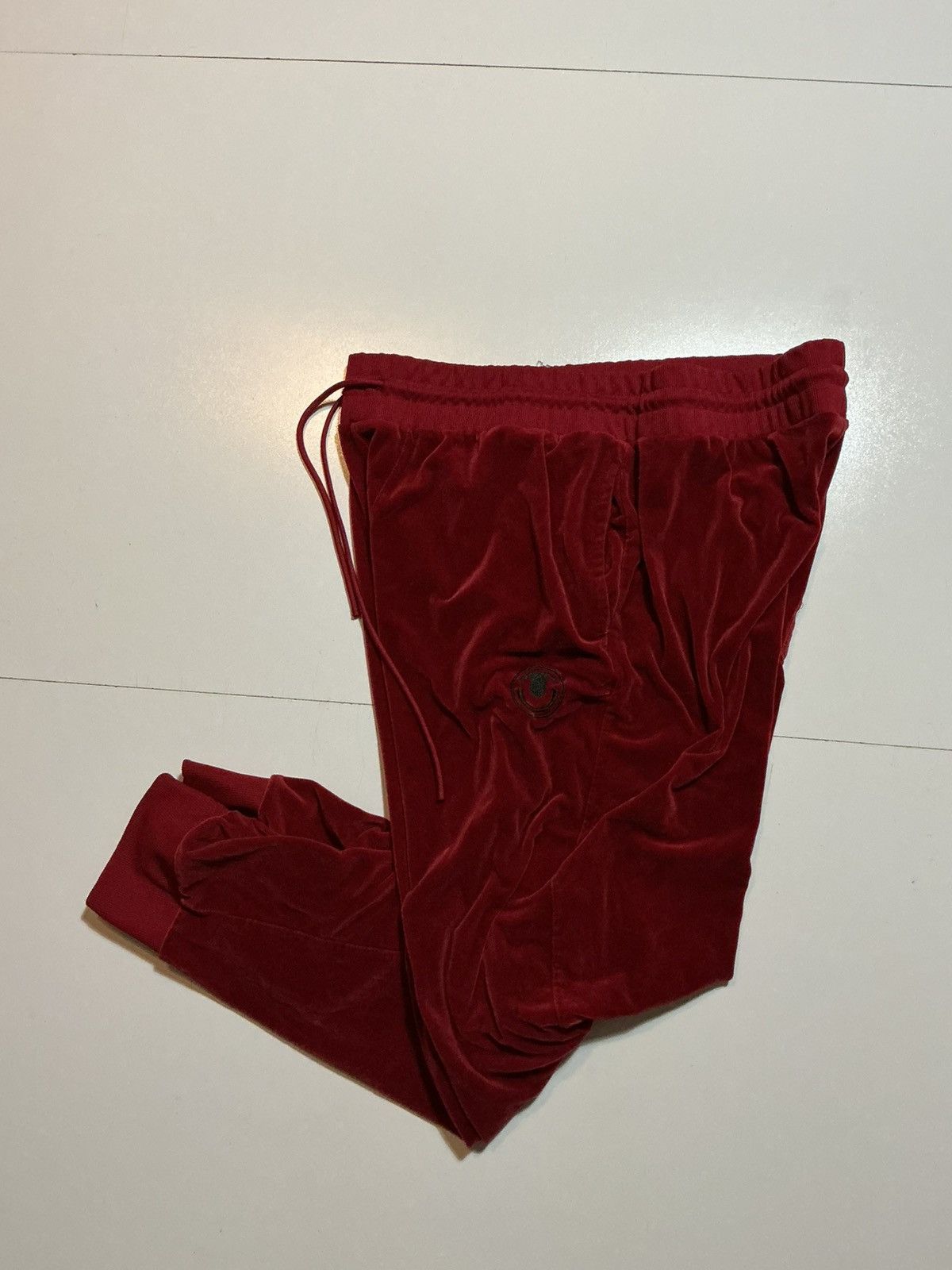 True Religion True Religion Red Dahlia Horseshoe Velour Jogger Track Pants Size US 38 / EU 54 - 3 Thumbnail