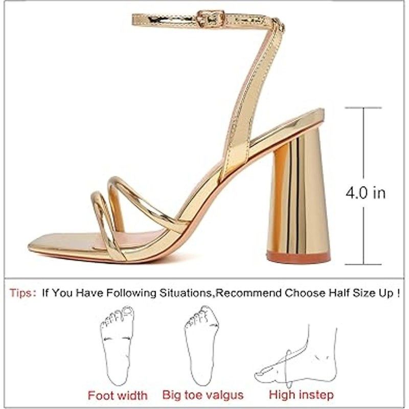 Other Ribongz Women's Size 8 Gold Open Toe Ankle Strap Block Heels Size US 8 / IT 38 - 2 Thumbnail