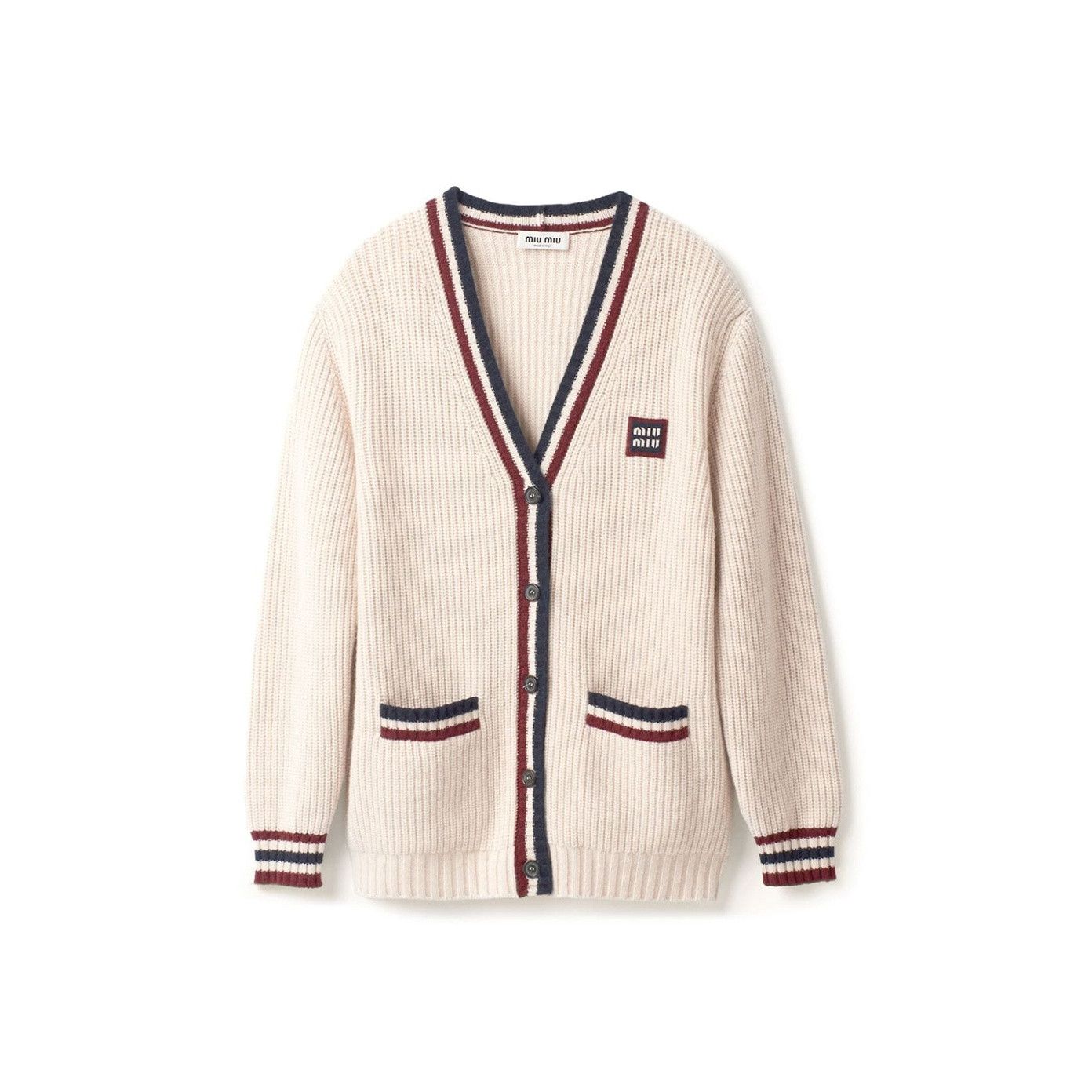 Miu Miu Miu Miu Striped Logo Cardigan Size 36 Size XS / US 0-2 / IT 36-38 - 1 Thumbnail