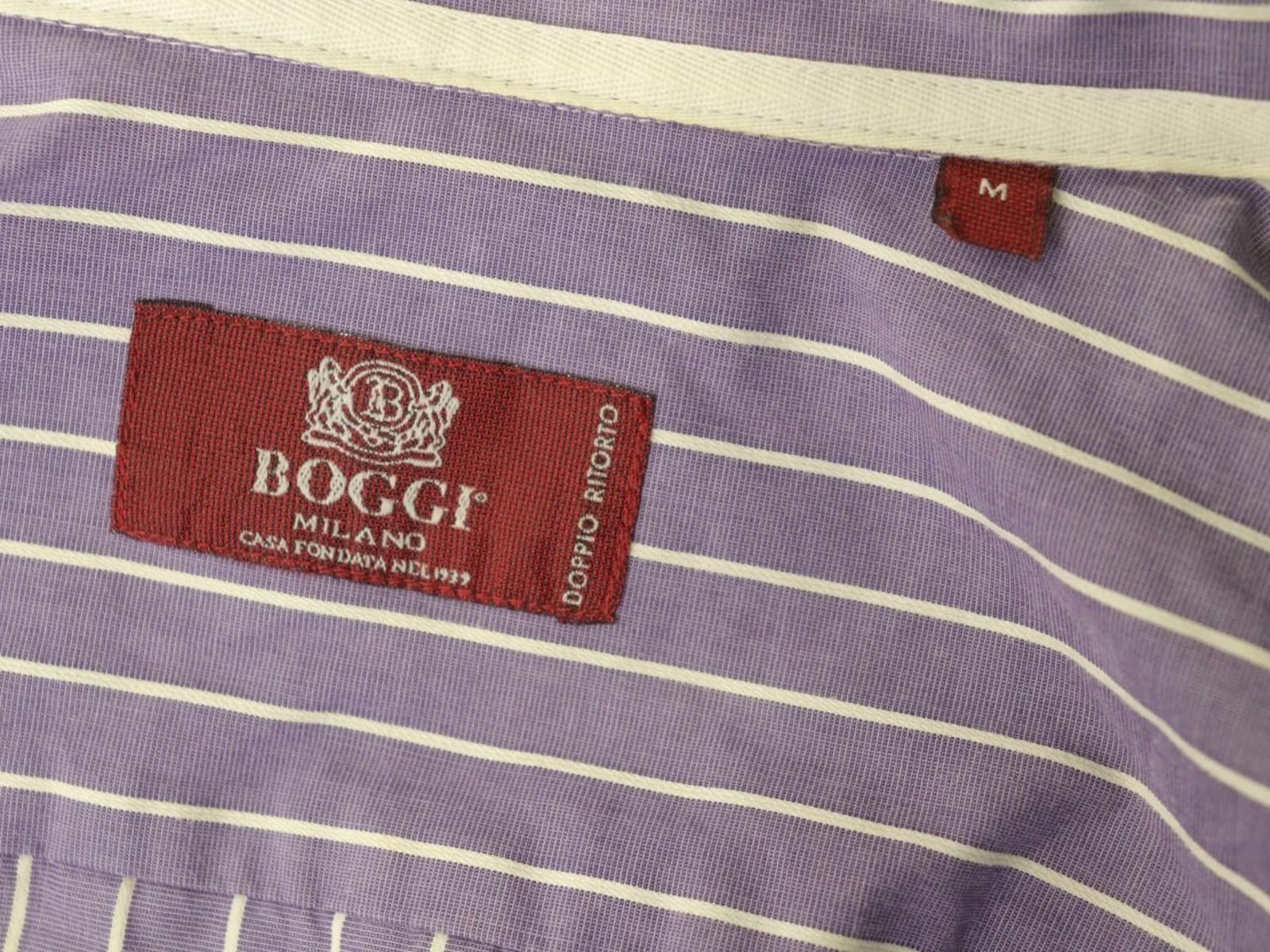 Designer Boggi Milano Purple White Striped Shirt Size M Size US M / EU 48-50 / 2 - 9 Thumbnail