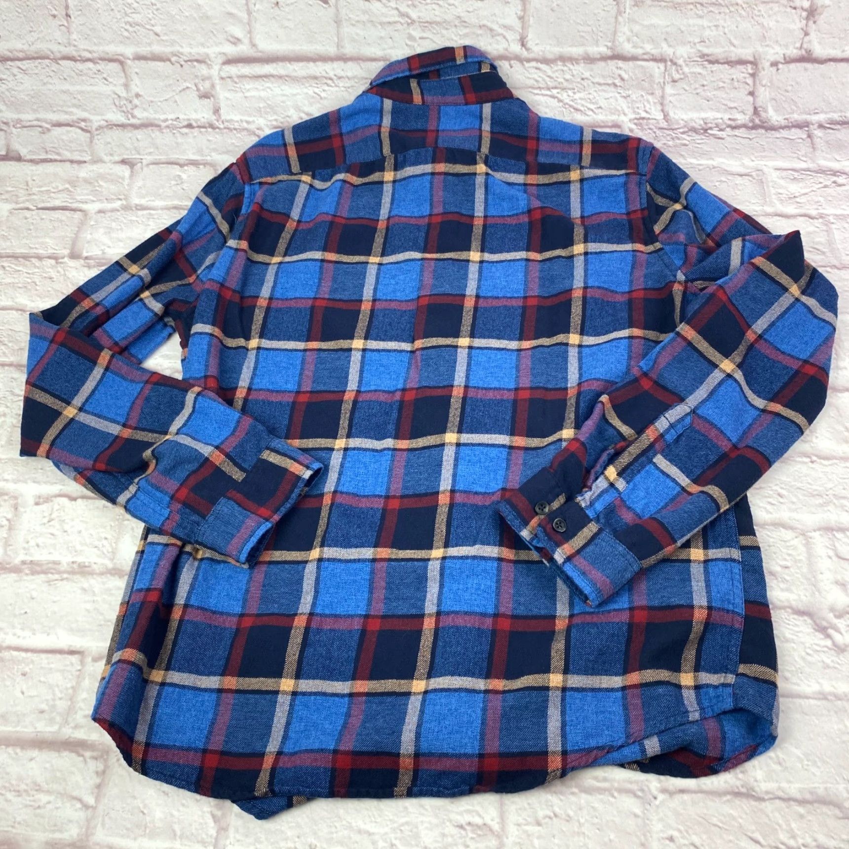 Vintage VINTAGE Goodfellow Mens Plaid Flannel Button Down Shirt Long Sleeve Size L 100% Cotton Blue Men Apparel Regular Fit Durable Pockets 42 in Chest Mens Size US L / EU 52-54 / 3 - 4 Thumbnail