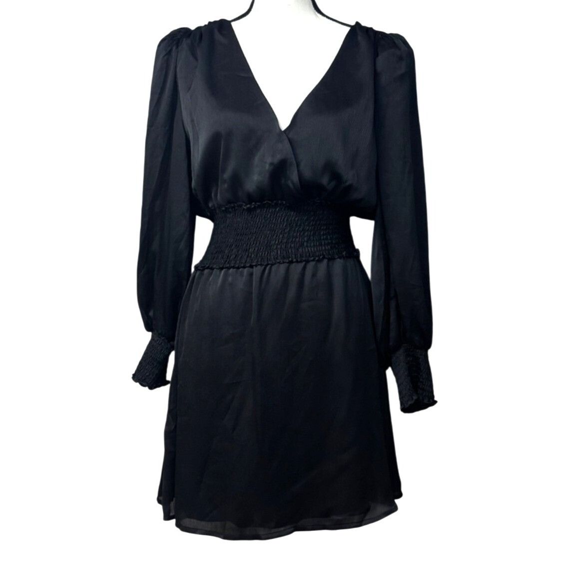 Other LEYDEN Womens Black SatinSmocked Cowl-Back Dress, Black, M Size M / US 6-8 / IT 42-44 - 11 Thumbnail
