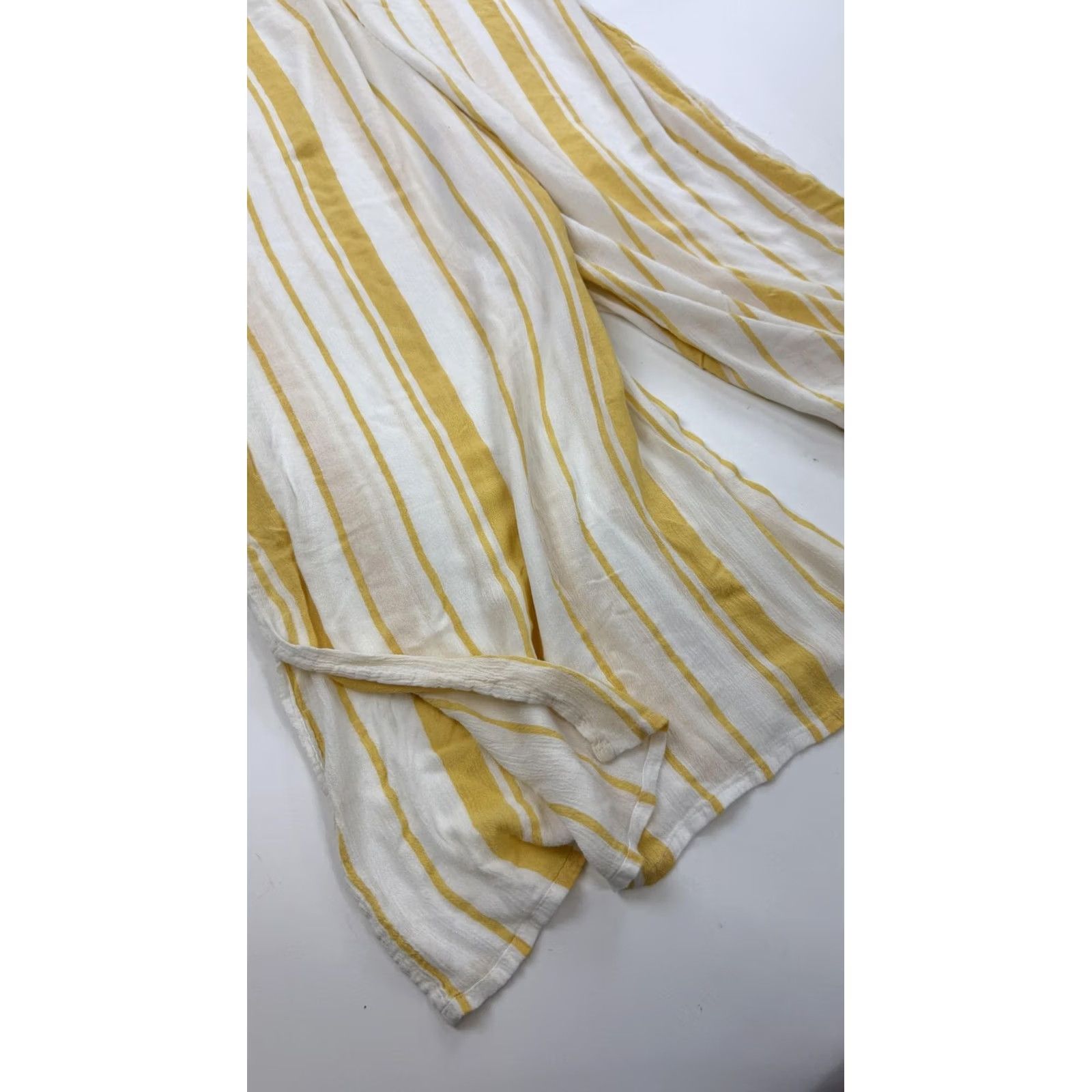 Billabong Billabong Womens Wide-Leg Beach Jumpsuit - Large Yellow White Stripes Tie - Woven Size 28" / US 6 / IT 42 - 7 Thumbnail