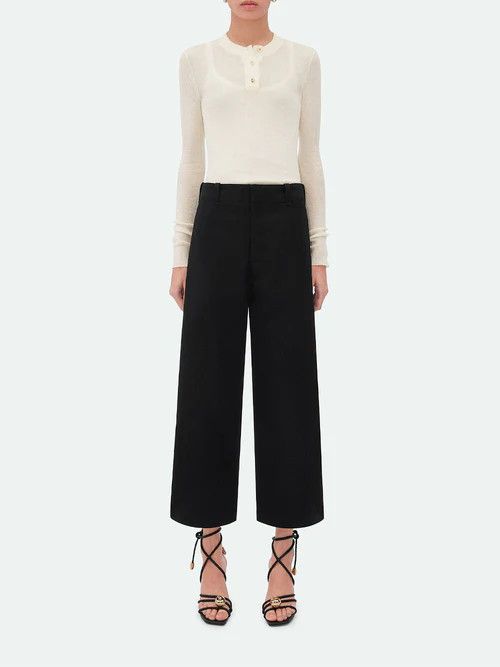 Bottega Veneta o1n1vont1225 Grain De Poudre Culotte Trousers in Black Size 27" / US 4 / IT 40 - 2 Thumbnail