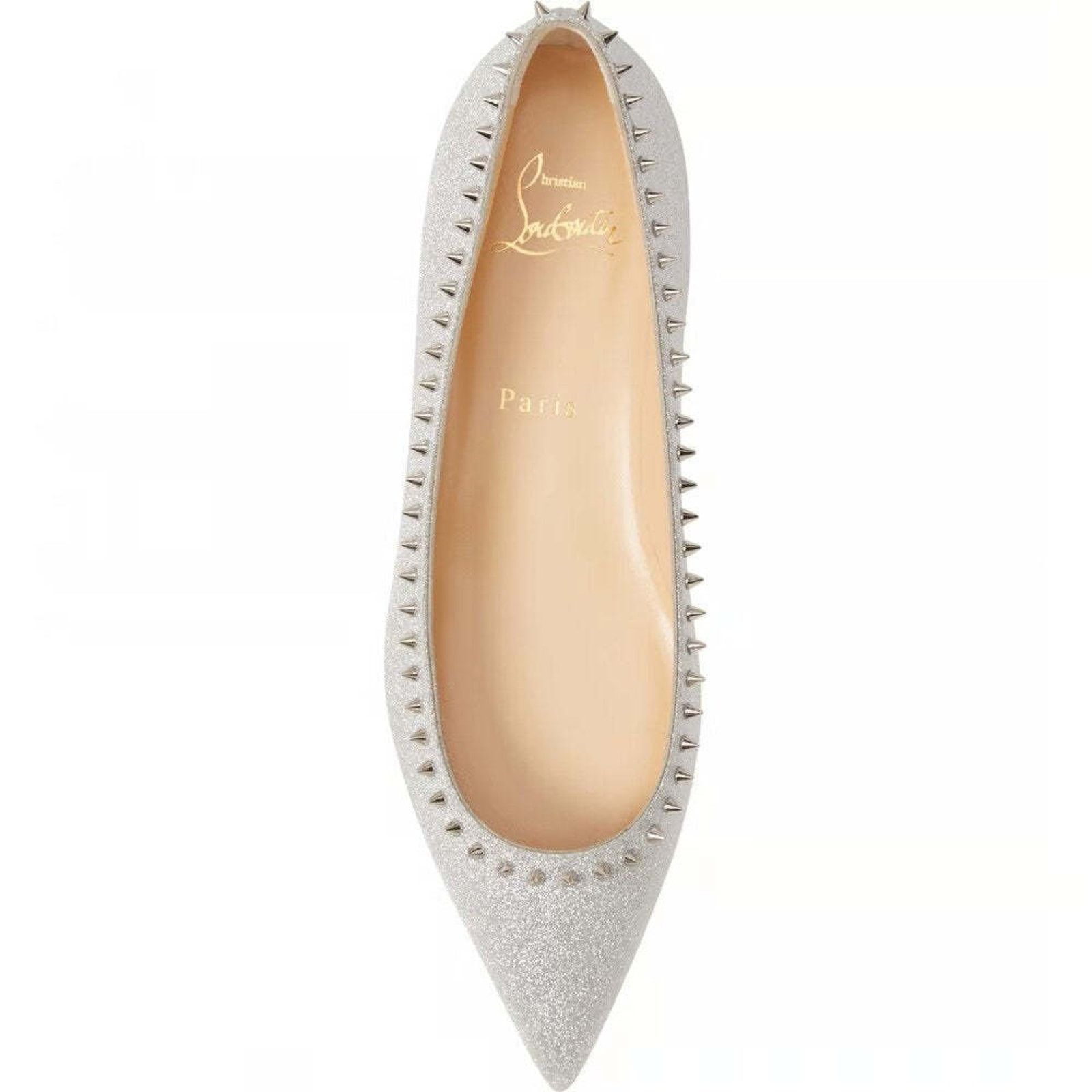 Christian Louboutin Christian Louboutin Anjalina Flat Silver Glitter Pointed Size US 7.5 / IT 37.5 - 8 Thumbnail