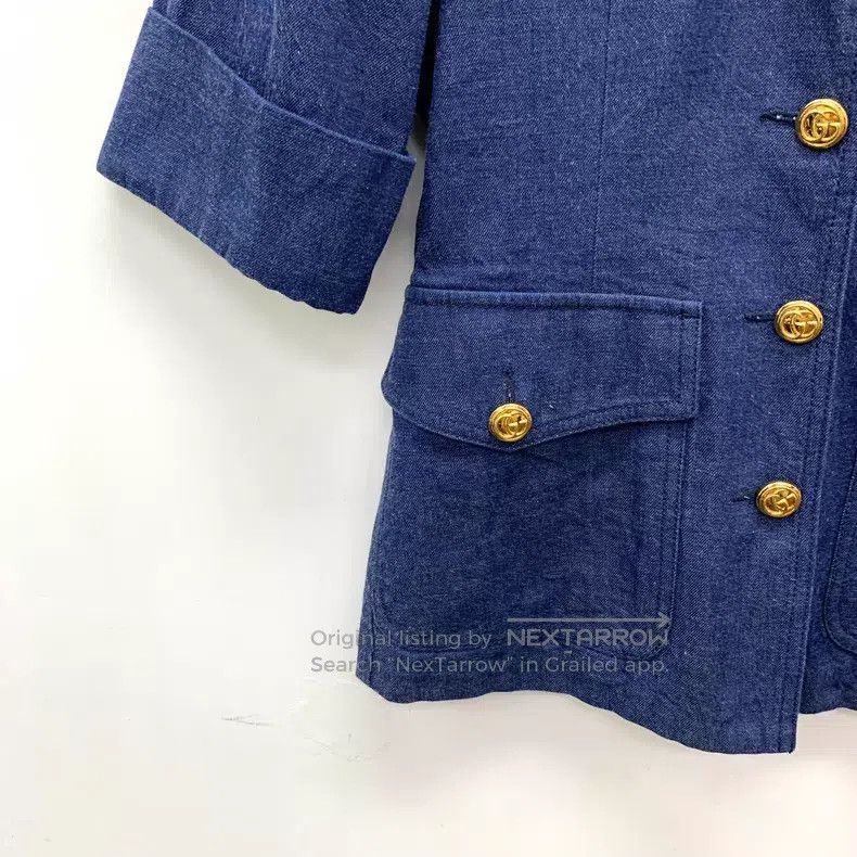 Gucci Gucci Dark blue cotton lapel single-breasted three-quarter Size S / US 4 / IT 40 - 4 Thumbnail