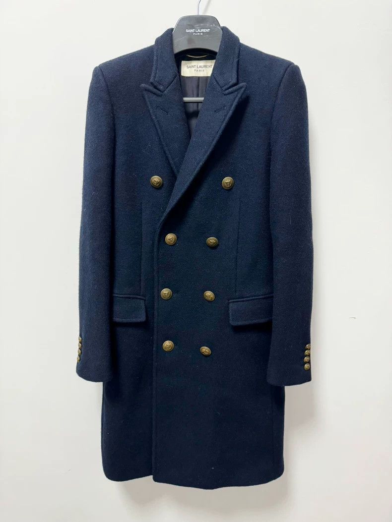Saint Laurent Paris Saint Laurent Double-Breasted Navy Coat-dmc Size US L / EU 52-54 / 3 - 1 Thumbnail