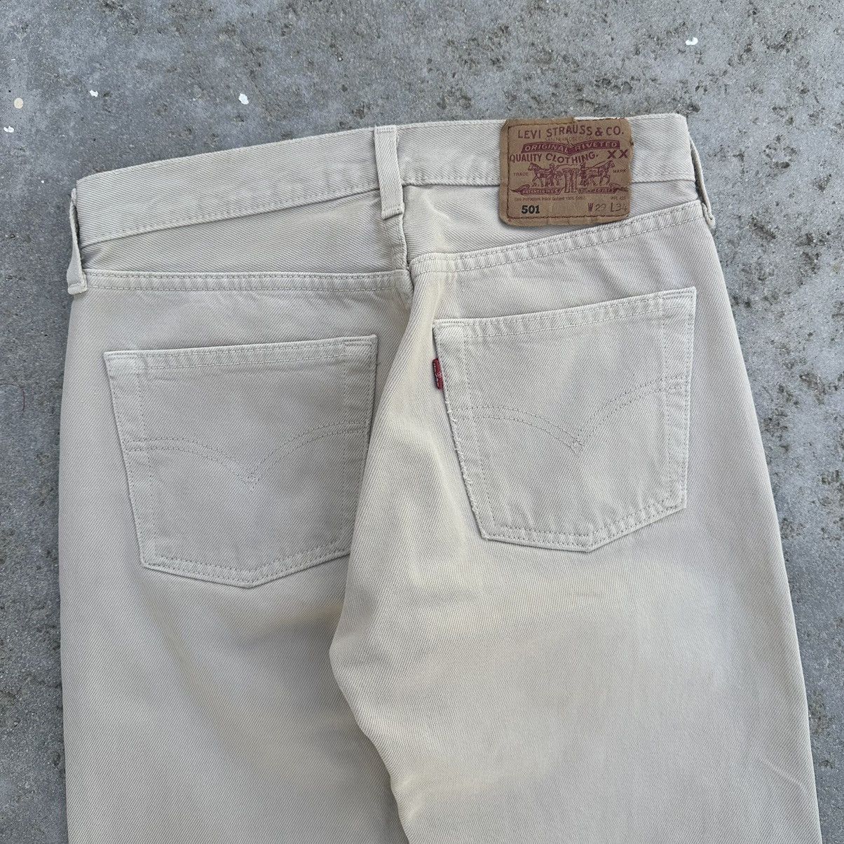 Levi's VTG 90’s Levis 501 England Made Beige Denim Jeans Size US 27 - 4 Thumbnail