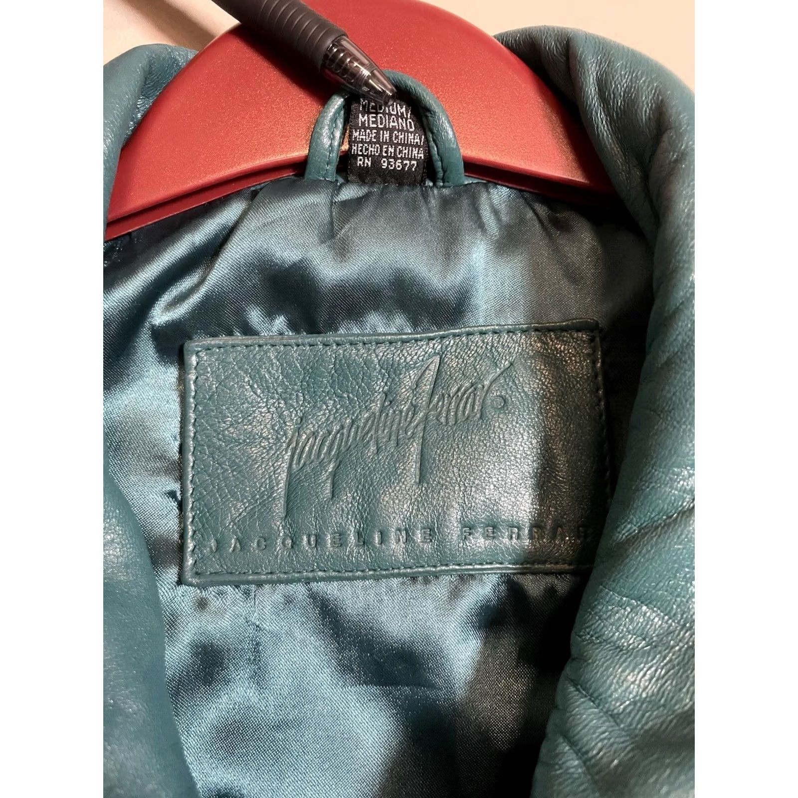 Ferrari Jacqueline Ferrari Leather Green Trench Coat Womens M Grunge Goth Coat Long Sleeve Button Embroidered Fall Winter 34" Size M / US 6-8 / IT 42-44 - 4 Thumbnail