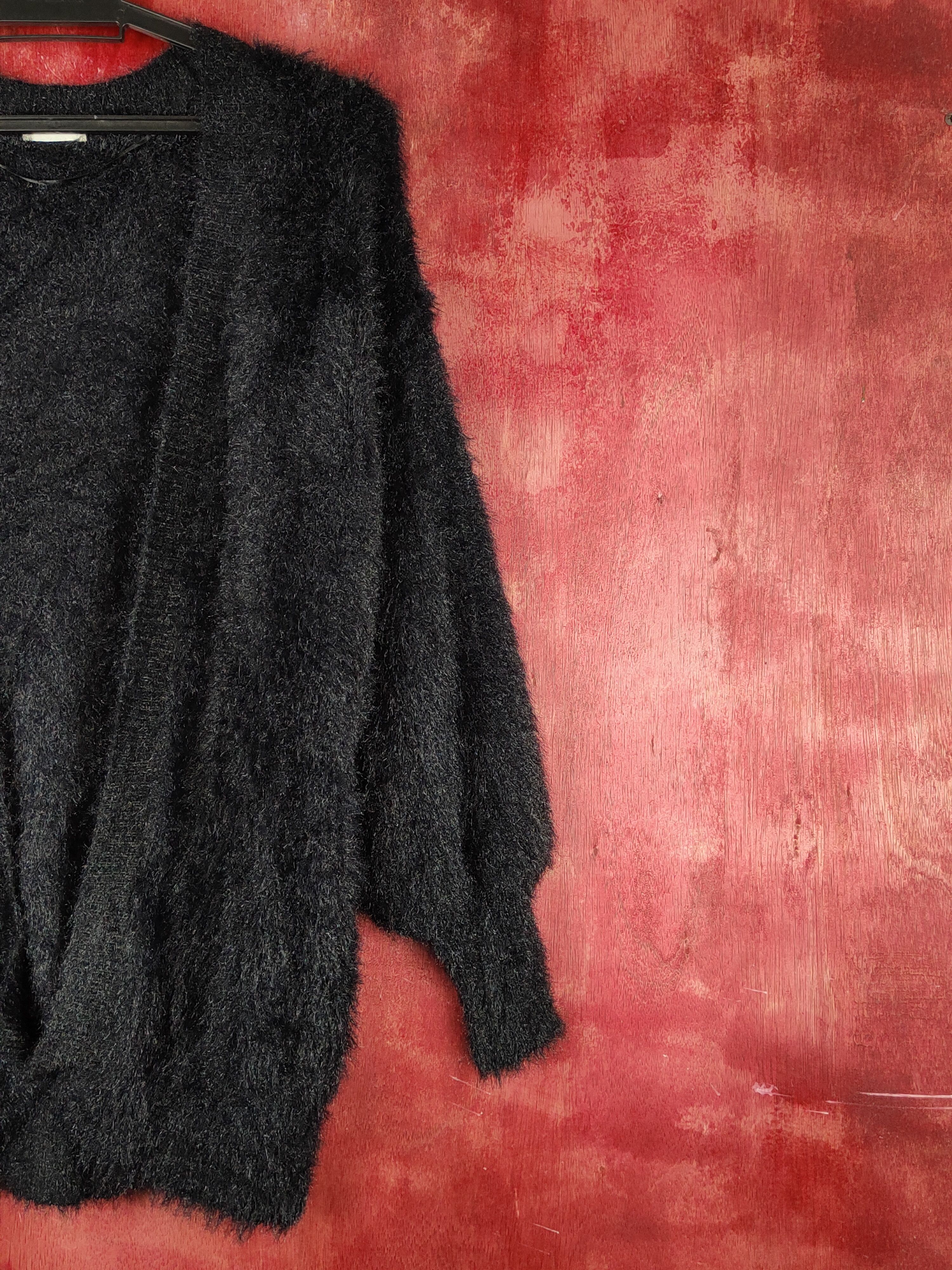 GU GU Black Shag Shaggy Fur Mohair Knitwear Cardigan #S1941 Size S / US 4 / IT 40 - 5 Thumbnail