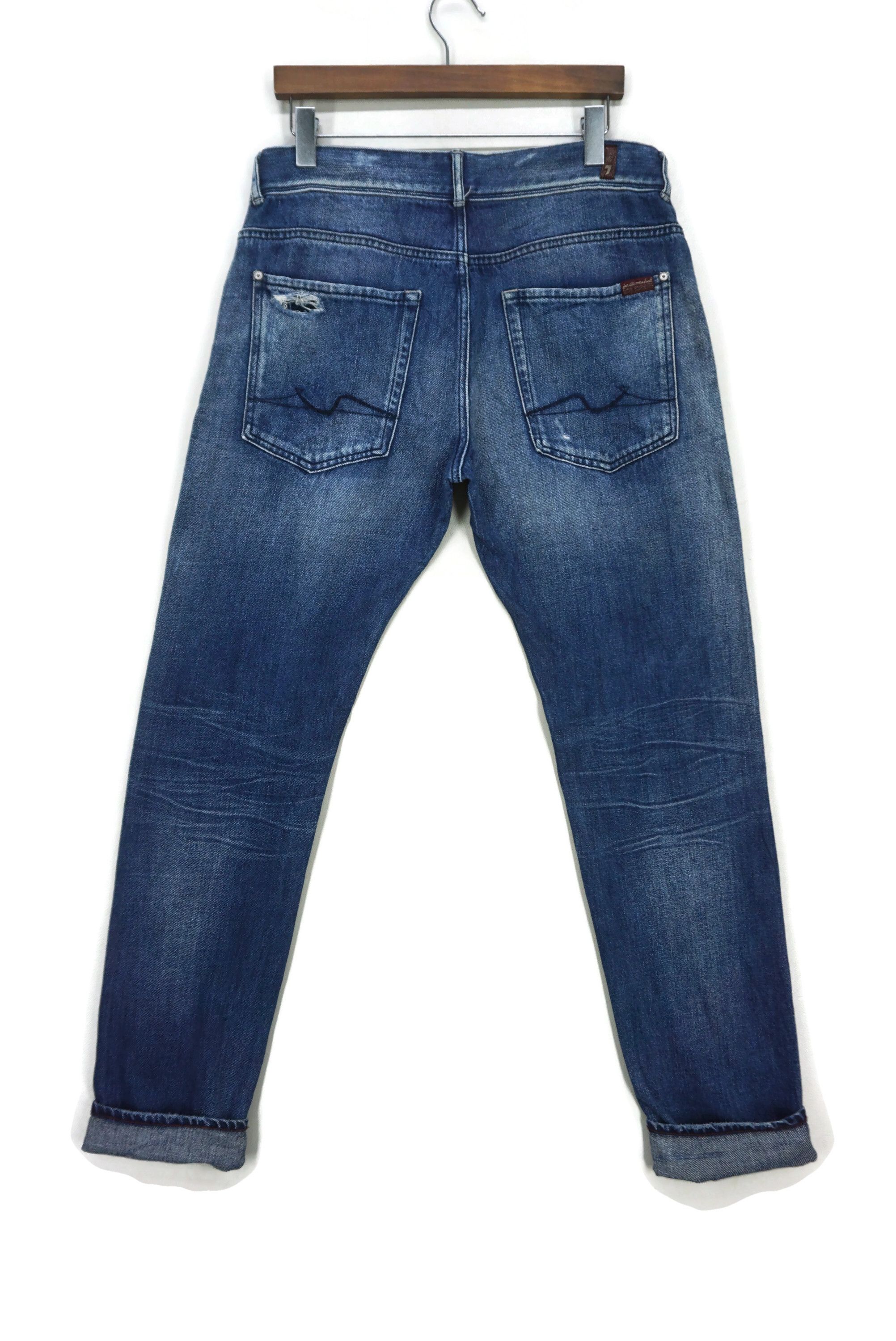 7 For All Mankind Selvedge Jeans Size 32 fit W34xL33.5 Larry Distressed Denim Size US 32 / EU 48 - 2 Thumbnail