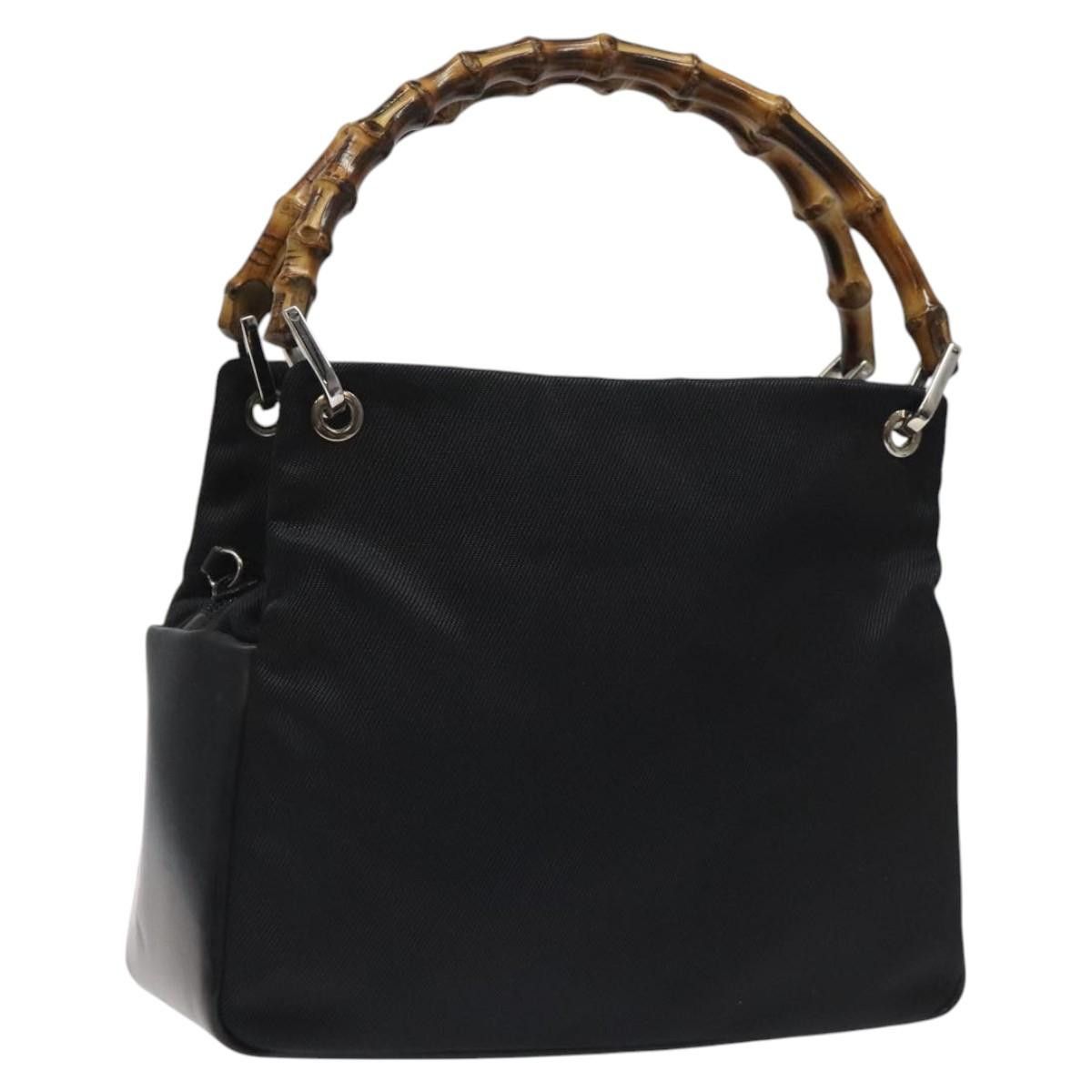 GUCCI Bamboo Hand Bag Nylon Black Silver 000 2865 000 2865