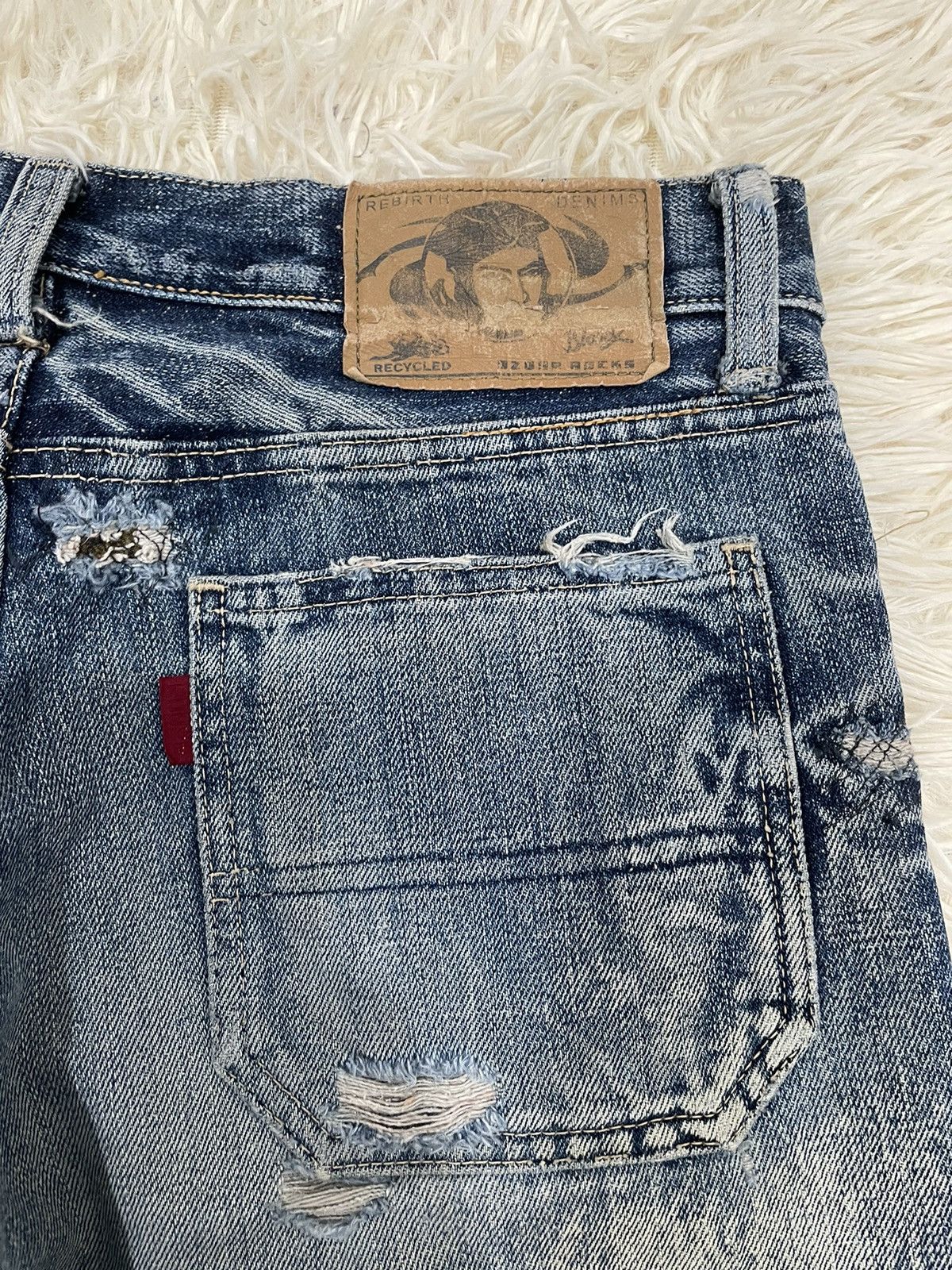 Japanese Brand Ozone Rocks Thrashed Redline Japan Denim Size US 31 - 14 Thumbnail
