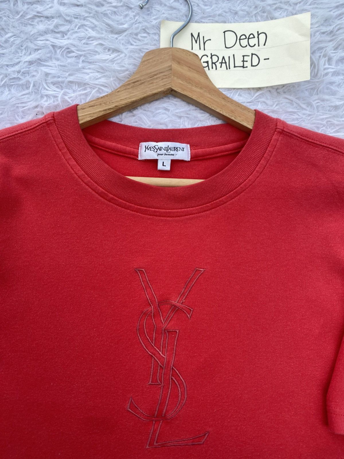 Yves Saint Laurent Rare Vintage Yves Saint Laurent YSL Embroidered Logo Tshirt Size US L / EU 52-54 / 3 - 6 Thumbnail