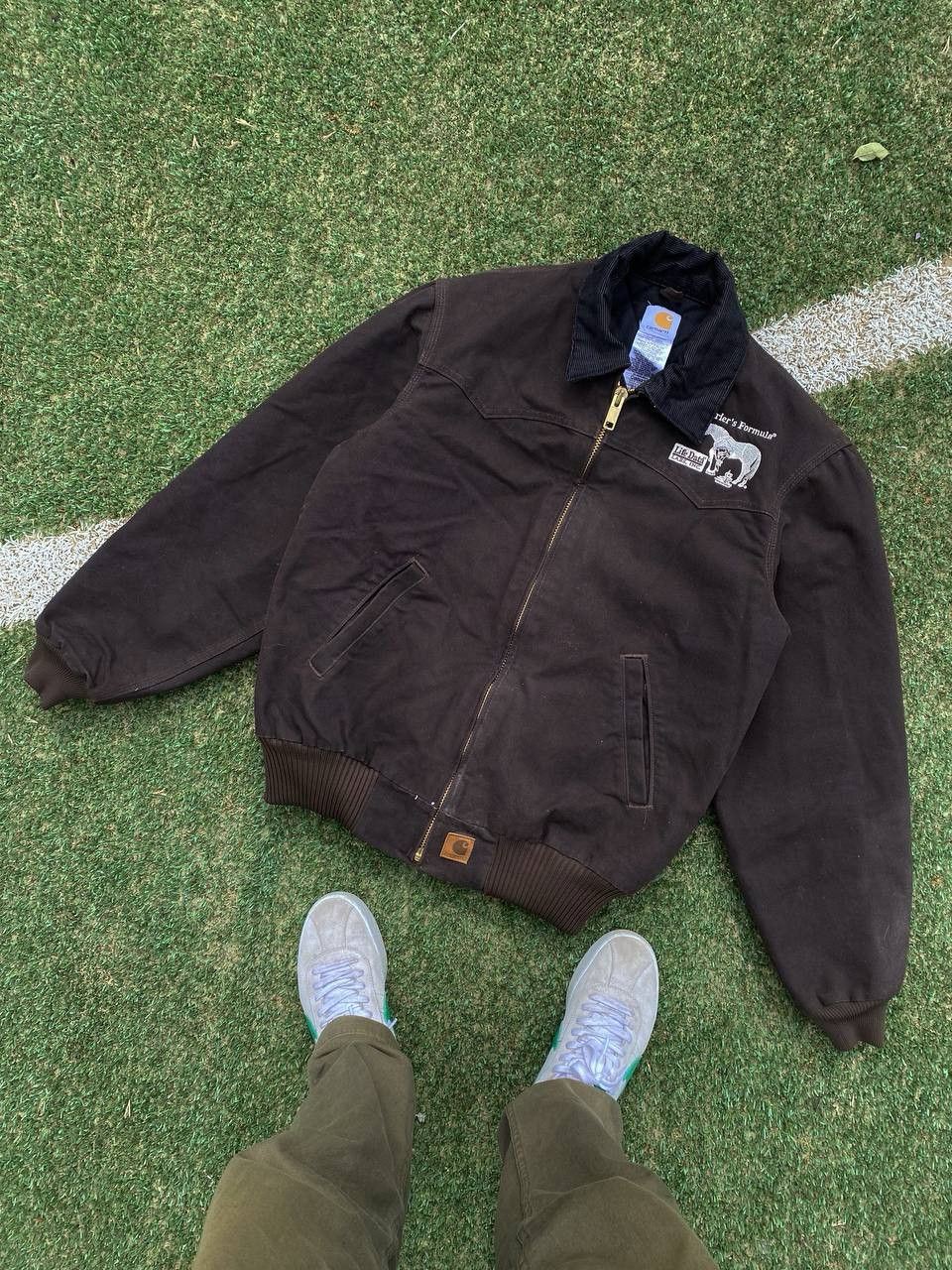 image of Carhartt Santa Fe 90's Bomber Jacket Brown M Size in Chocolate Brown, Men's