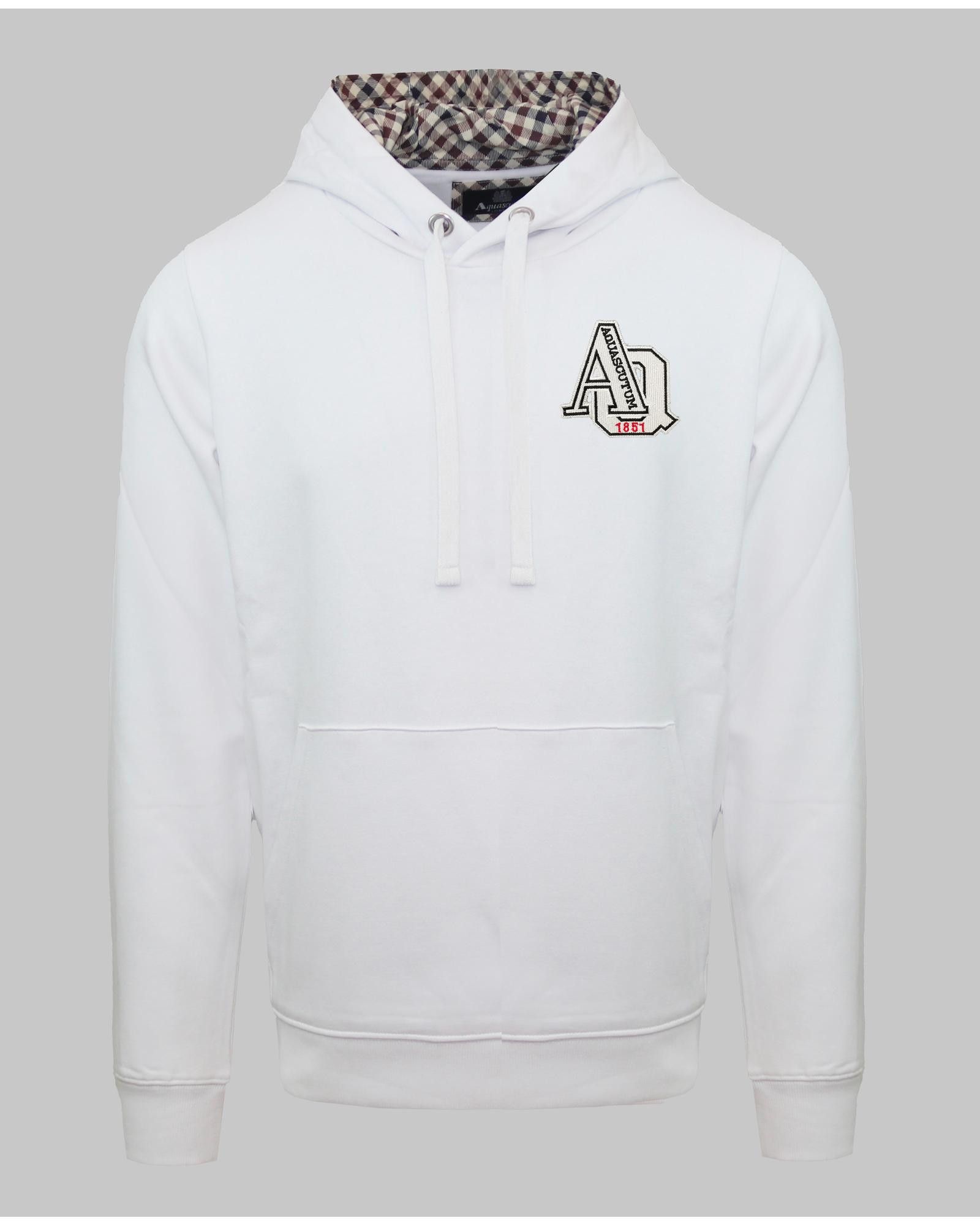 image of Aquascutum Cotton Hooded Sweatshirt With Long Sleeves in White, Men's (Size 2XL)